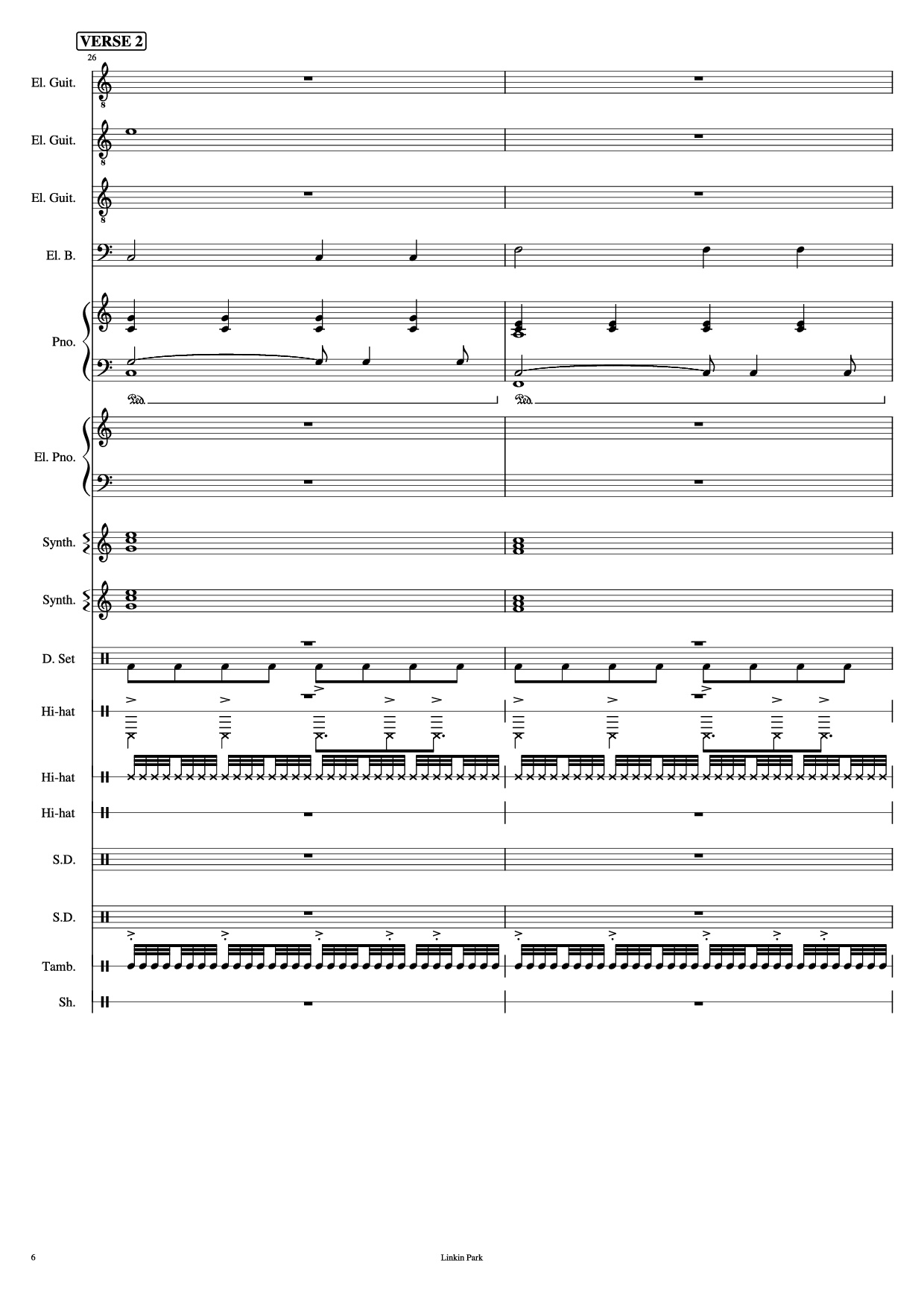 Trang 6 của Sheet nhạc PDF Piano Guitar Tab bài hát Iridescent Piano - Linkin Park