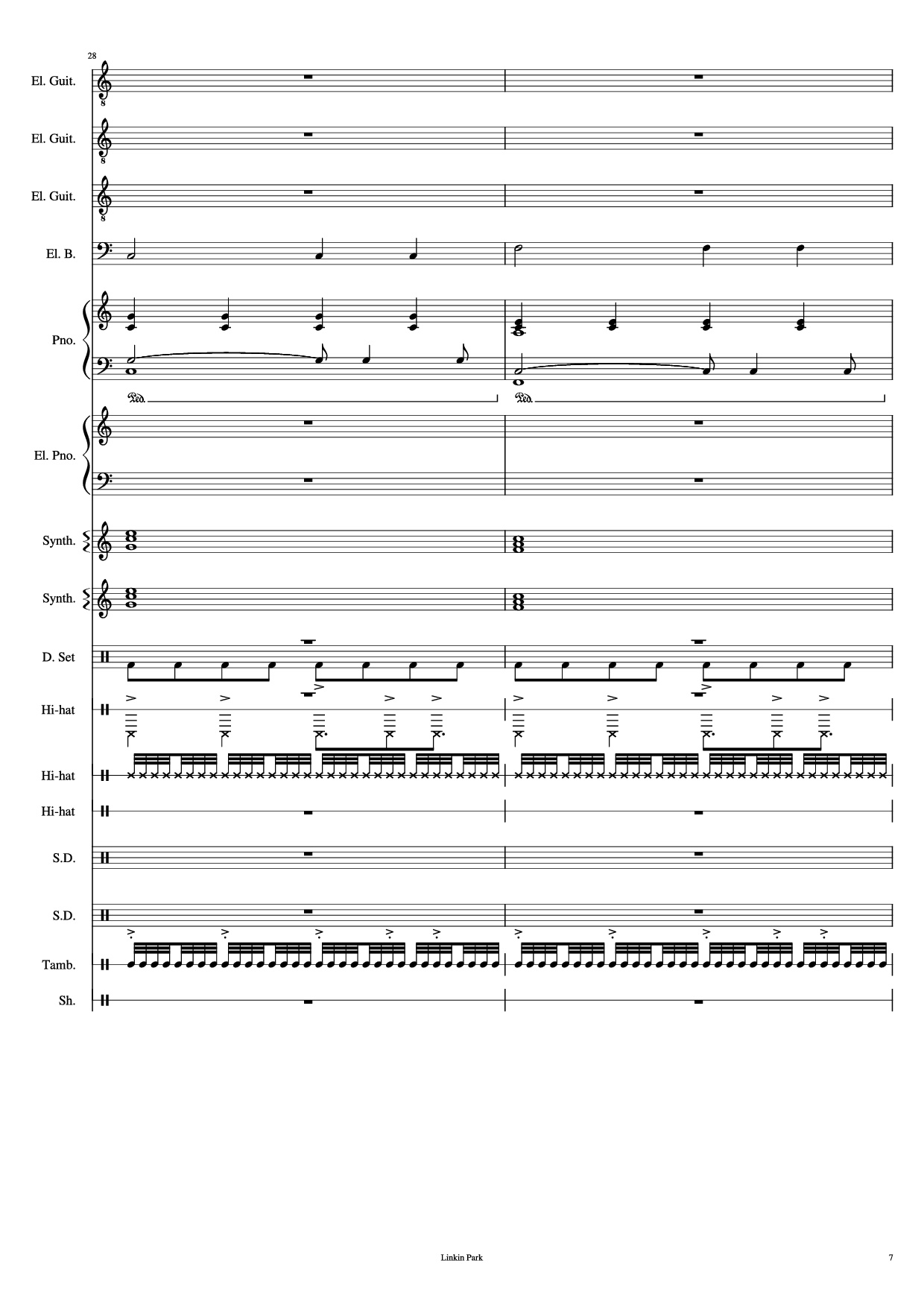 Trang 7 của Sheet nhạc PDF Piano Guitar Tab bài hát Iridescent Piano - Linkin Park