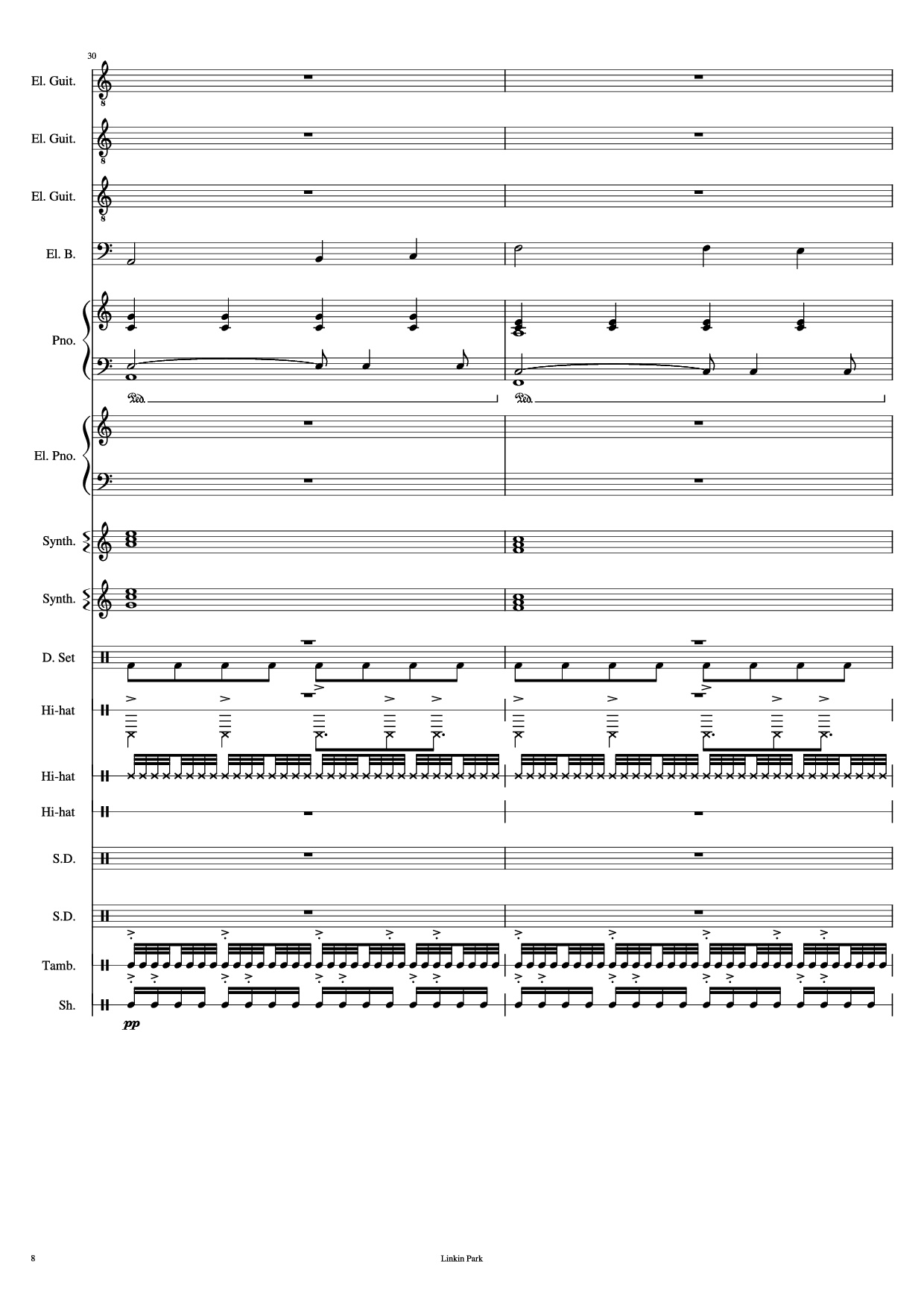 Trang 8 của Sheet nhạc PDF Piano Guitar Tab bài hát Iridescent Piano - Linkin Park