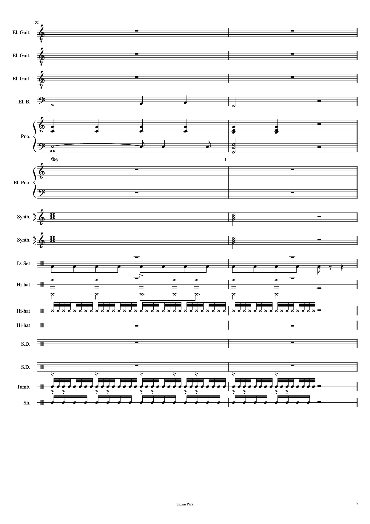 Trang 9 của Sheet nhạc PDF Piano Guitar Tab bài hát Iridescent Piano - Linkin Park