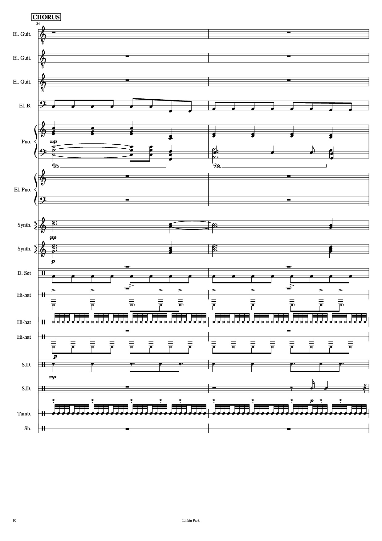 Trang 10 của Sheet nhạc PDF Piano Guitar Tab bài hát Iridescent Piano - Linkin Park