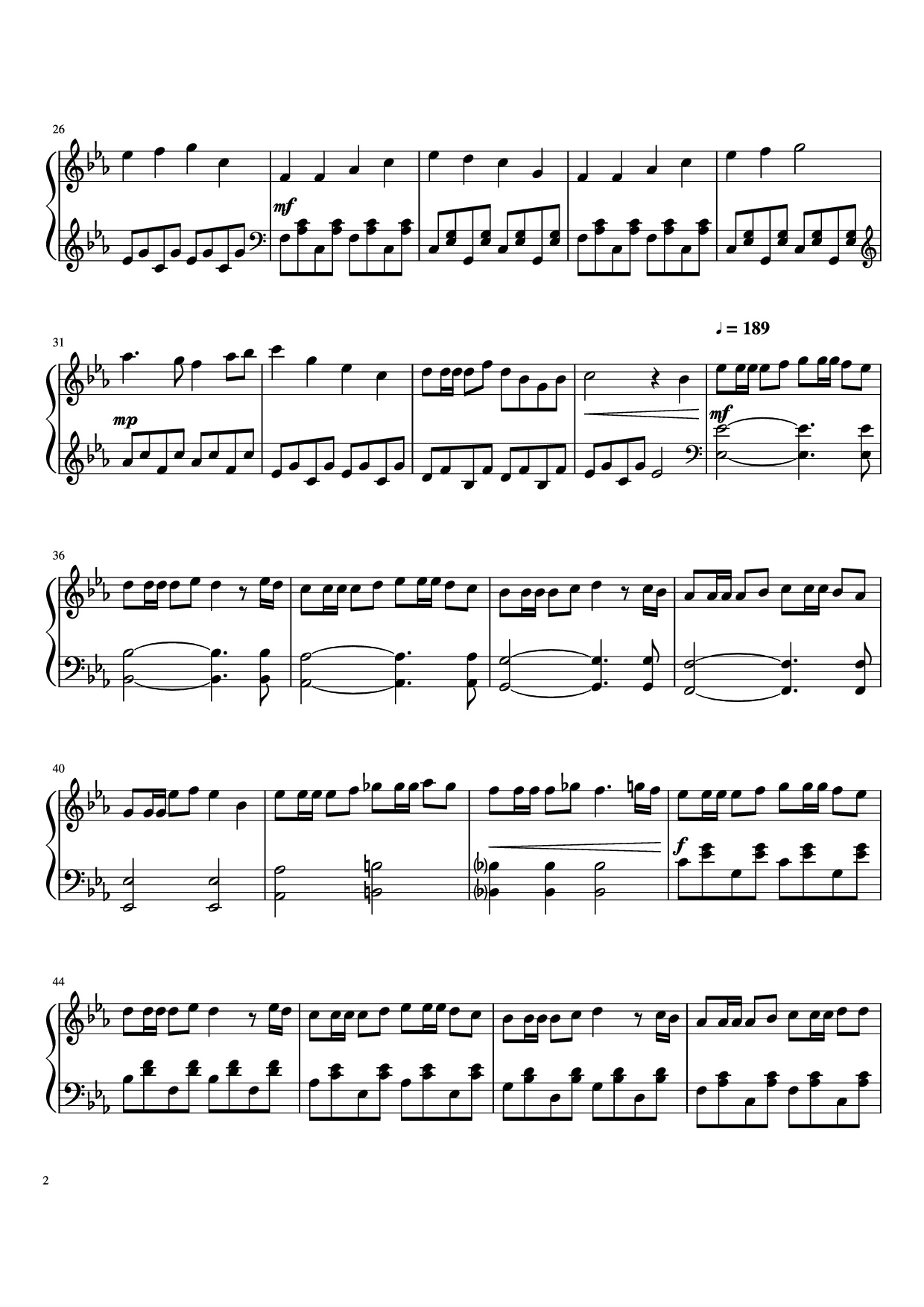 Trang 2 của Sheet nhạc PDF Piano bài hát Gourmet Race Piano - Jun Ishikawa