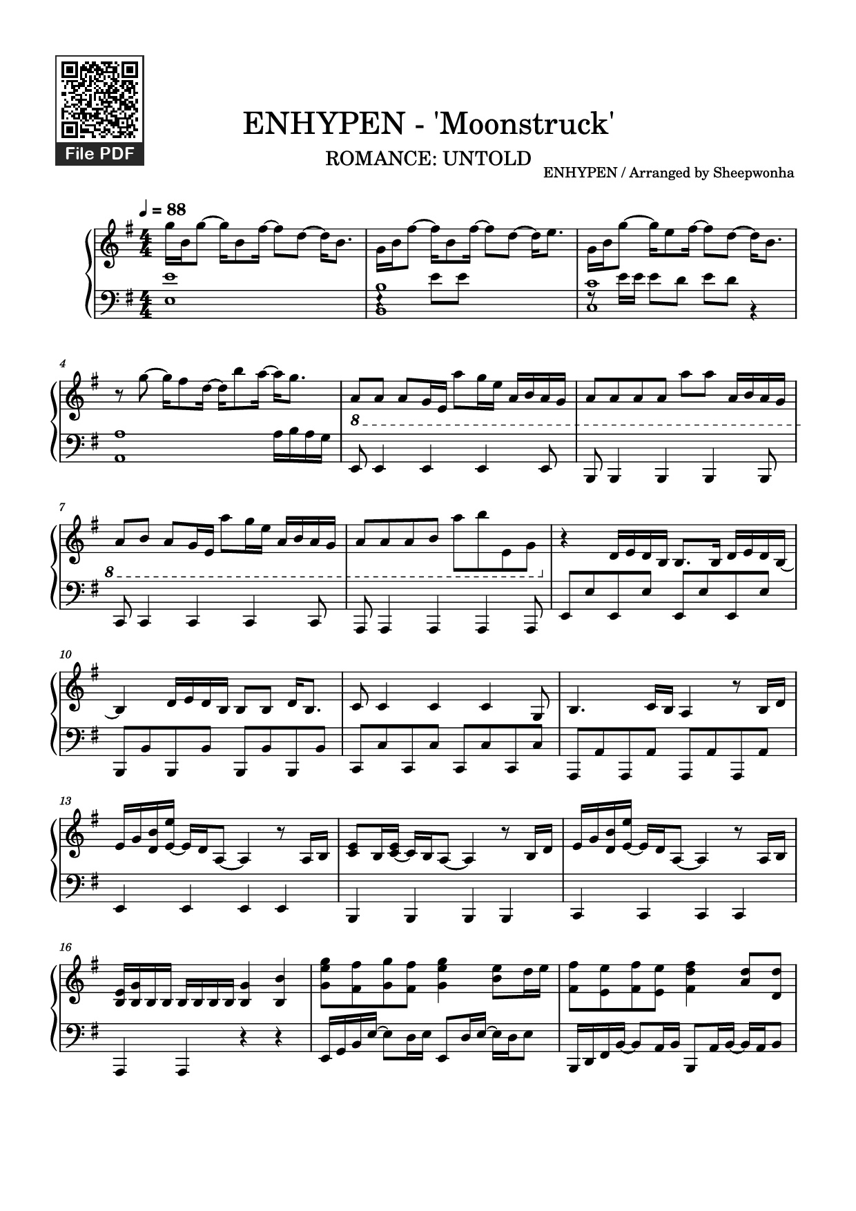 Trang 1 của Sheet nhạc PDF Piano bài hát ENHYPEN - 