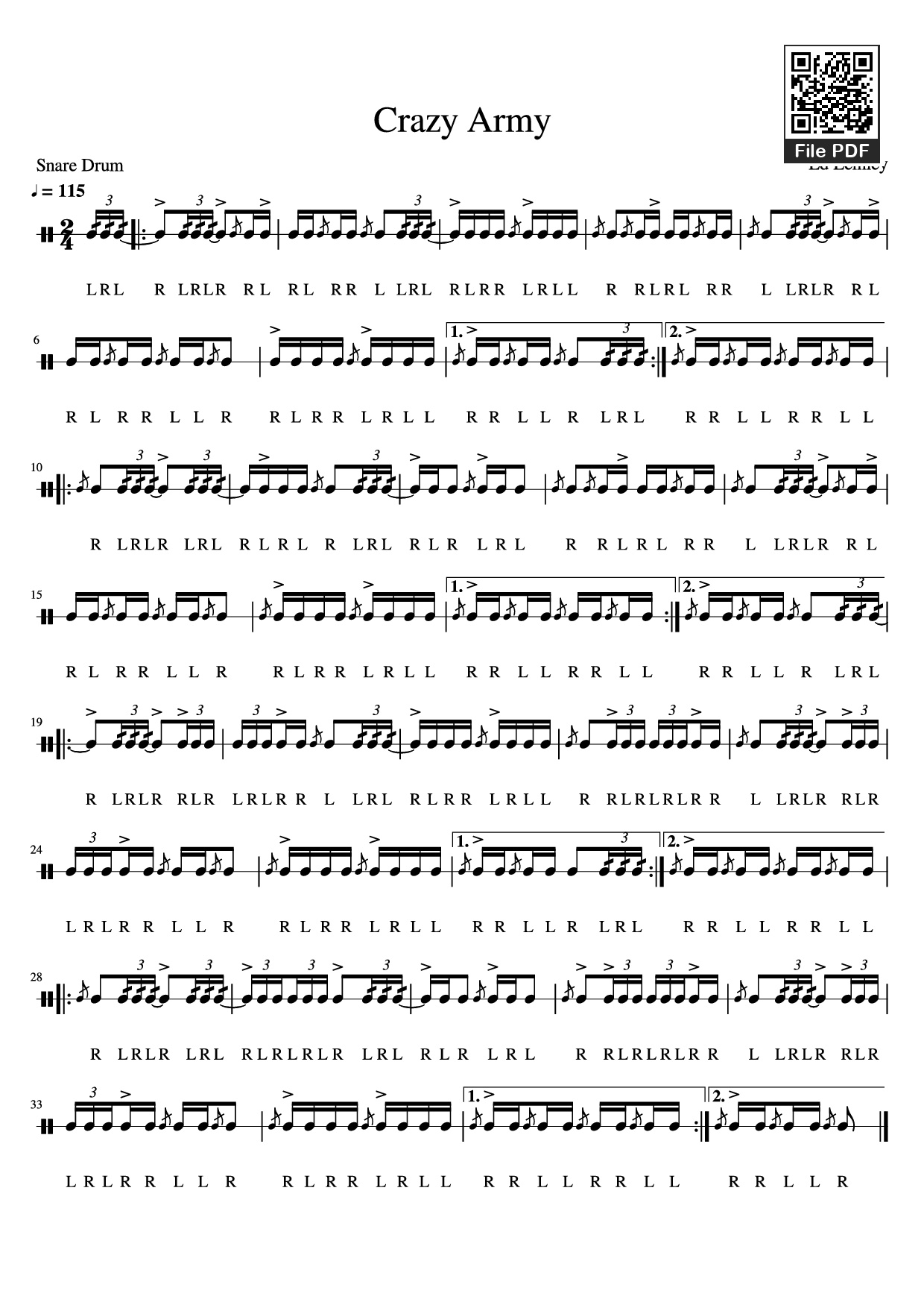 Trang 1 của Sheet nhạc PDF bài hát Crazy Army - Ed Lemley