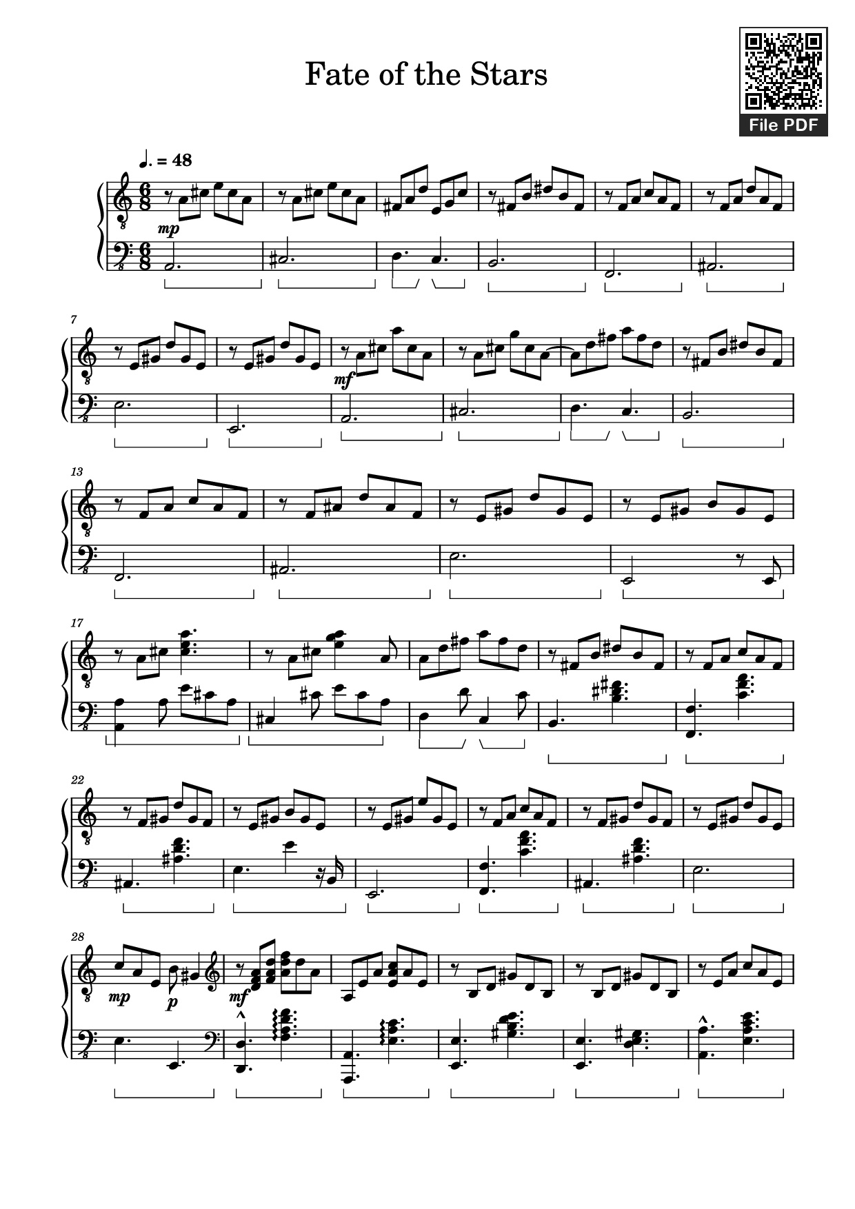 Trang 1 của Sheet nhạc PDF Piano bài hát Fate of the Stars Piano - Undefined