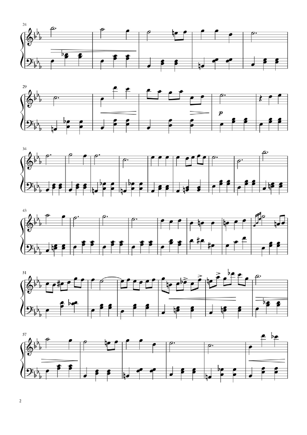 Trang 2 của Sheet nhạc PDF bài hát Nocturne in E-flat Major (Easy) - Frédéric Chopin