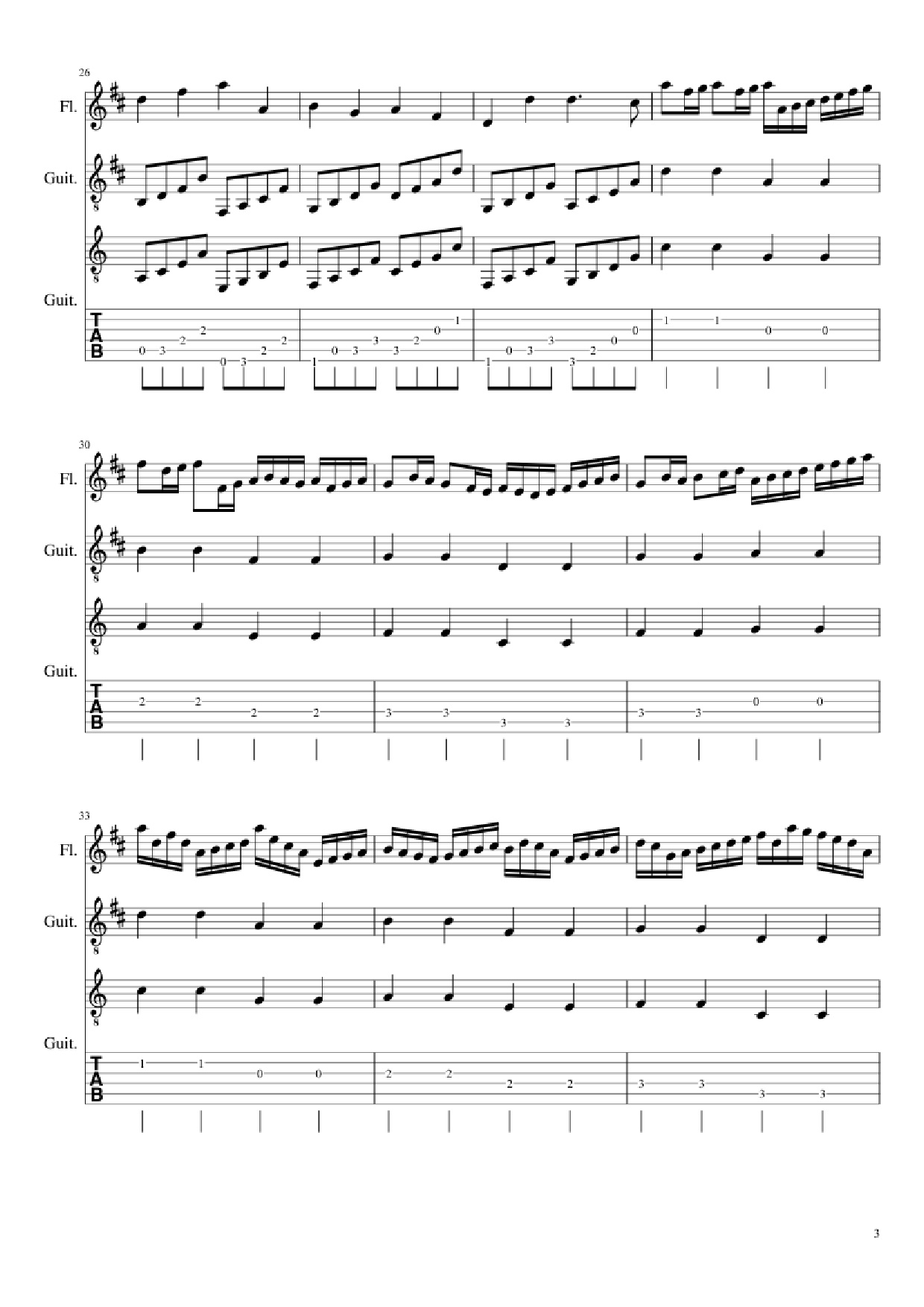 Trang 3 của Sheet nhạc PDF Guitar Tab bài hát Canon in D for Flute and Guitar duet - Pachelbel arr. Reichwein