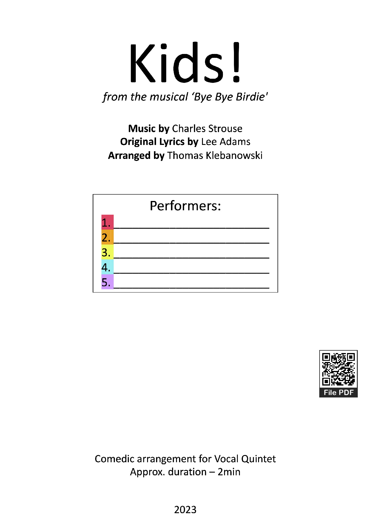 Trang 1 của Sheet nhạc PDF bài hát Kids Piano - Charles Strouse