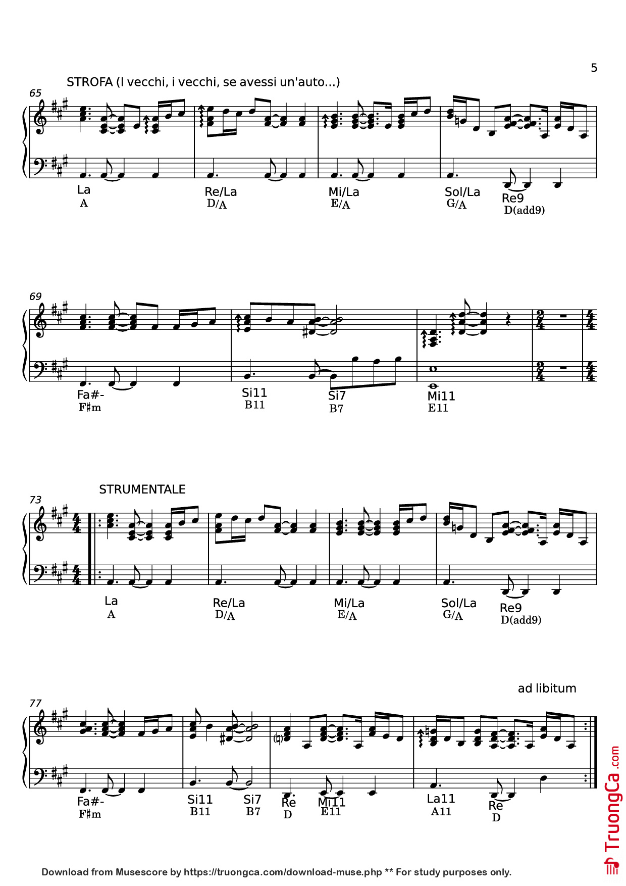 Trang 5 của Sheet nhạc PDF Piano bài hát I VECCHI di Claudio Baglioni Piano - Claudio Baglioni