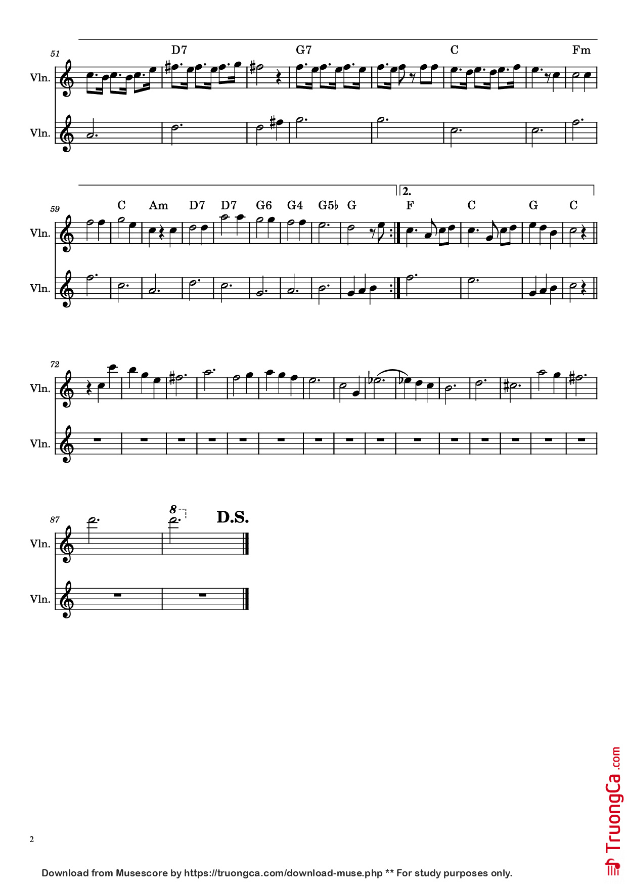 Trang 2 của Sheet nhạc PDF bài hát ESCOLHI TE ESPERAR Violin - Marcela Taís