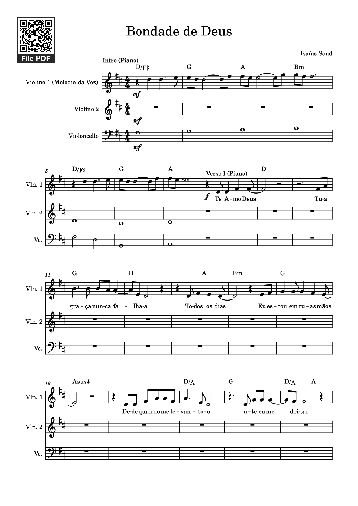 Trang 1 của Sheet nhạc PDF Piano bài hát Bondade de Deus Piano - Isaías Saad