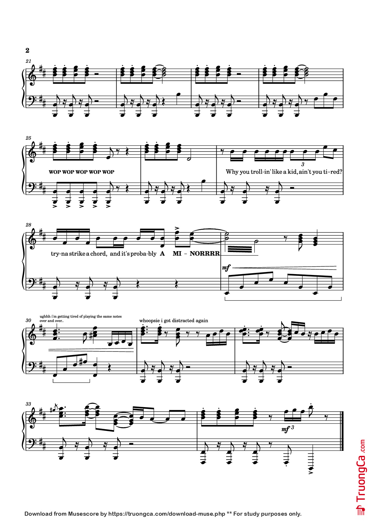 Trang 2 của Sheet nhạc PDF Piano bài hát not like us and stuff Piano - The legend himself Kendrick Lamar