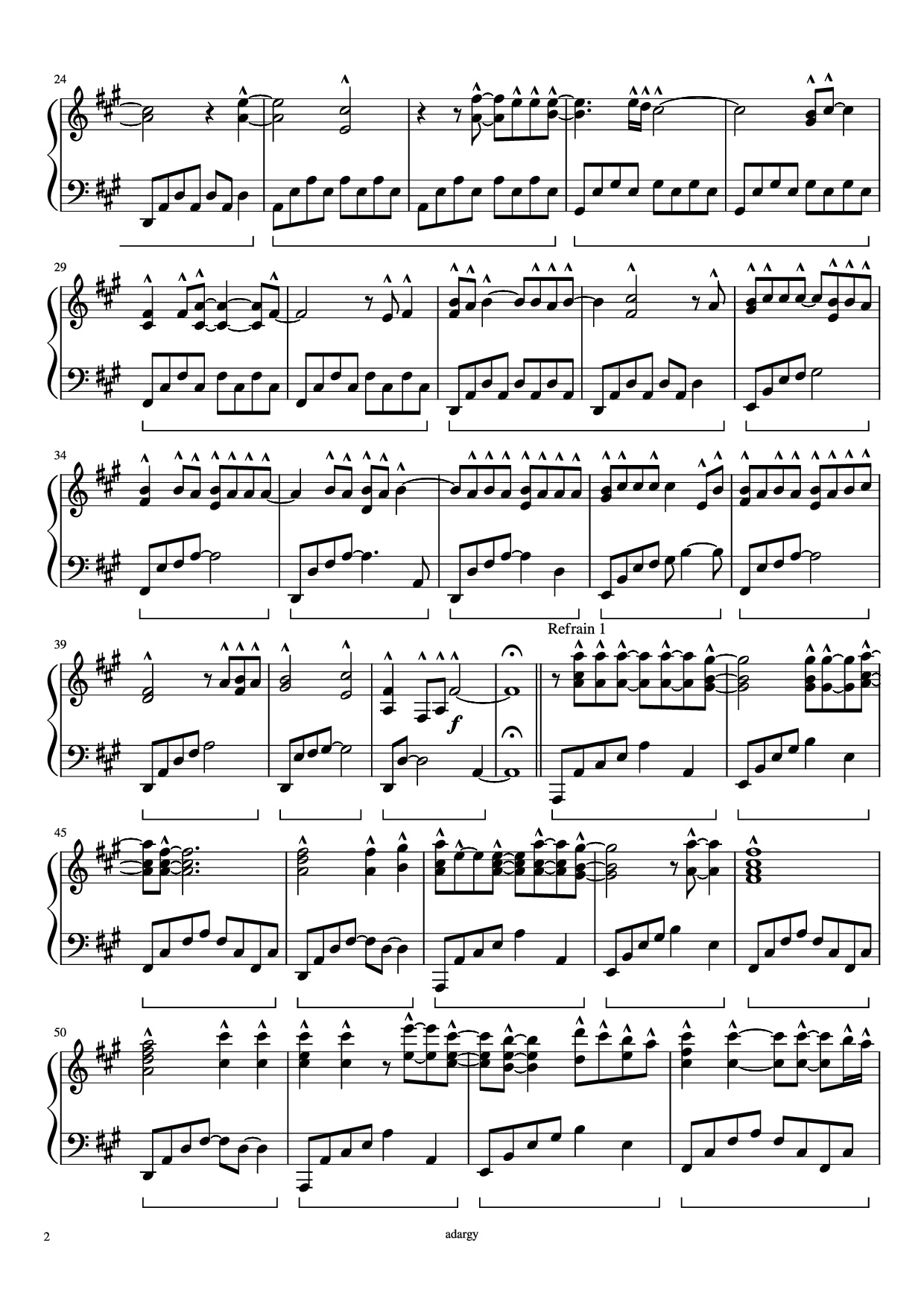 Trang 2 của Sheet nhạc PDF Piano bài hát Someone like you Piano - Daniel Wilson Adèle Adkins