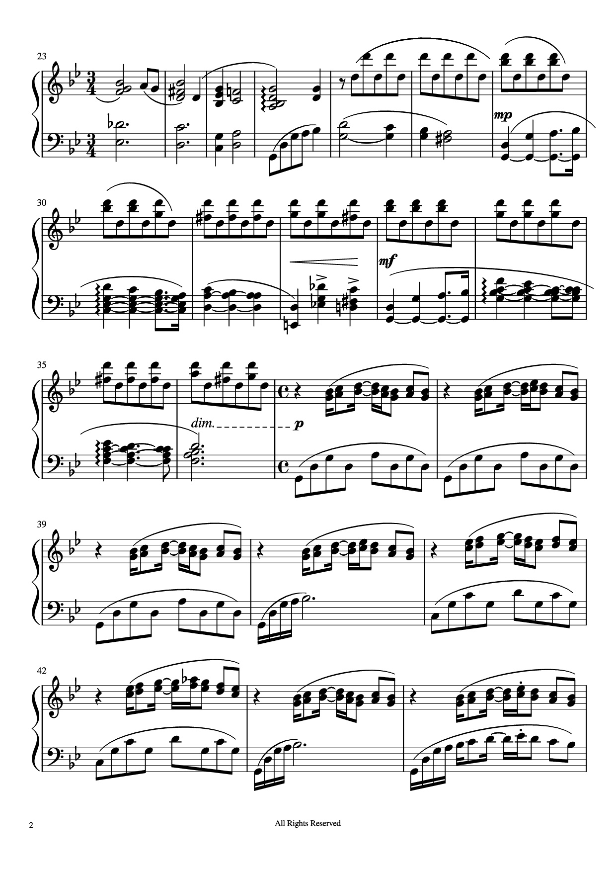 Trang 2 của Sheet nhạc PDF Piano bài hát Hana Bi Piano - Joe Hisaishi