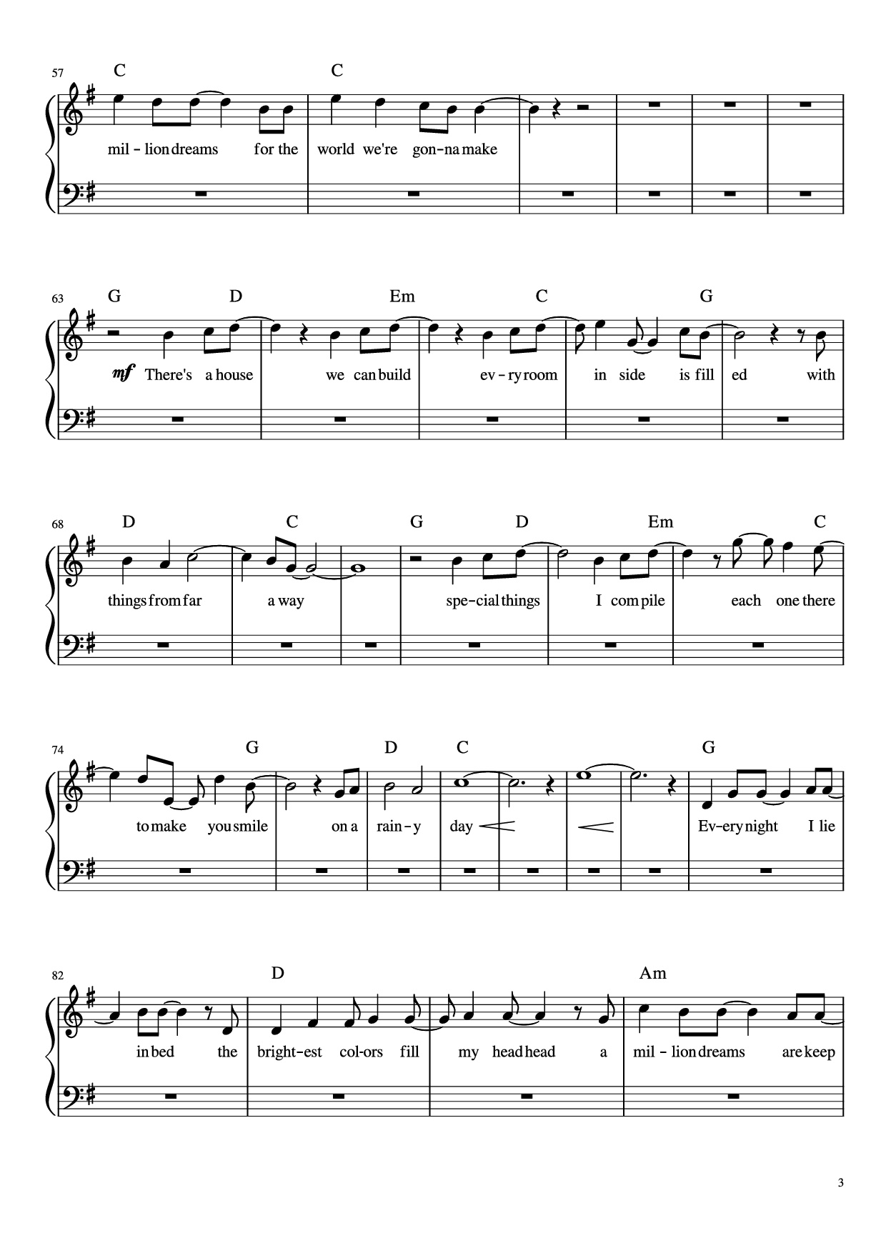 Trang 3 của Sheet nhạc PDF Piano bài hát A Millon Dreams Piano - Aidan Meggitt