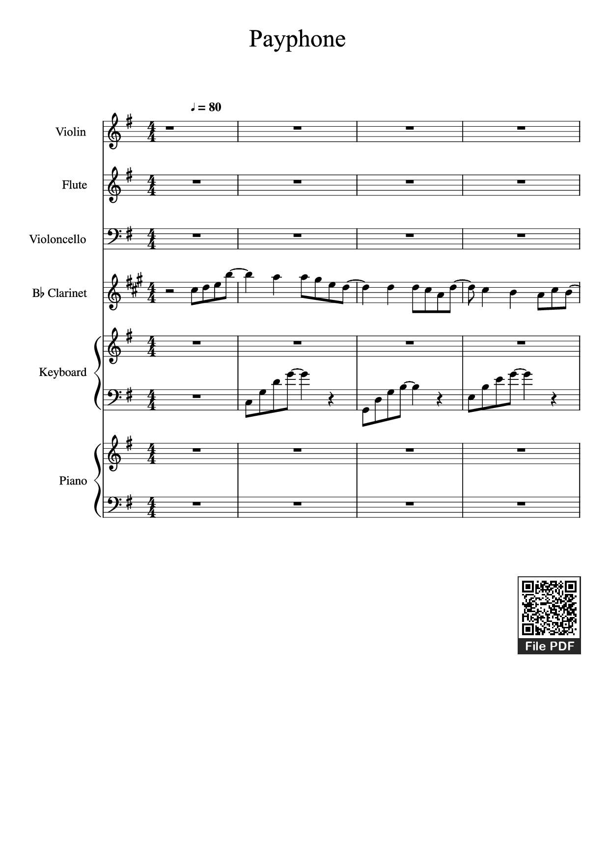 Trang 1 của Sheet nhạc PDF Piano bài hát Payphone Piano - Undefined