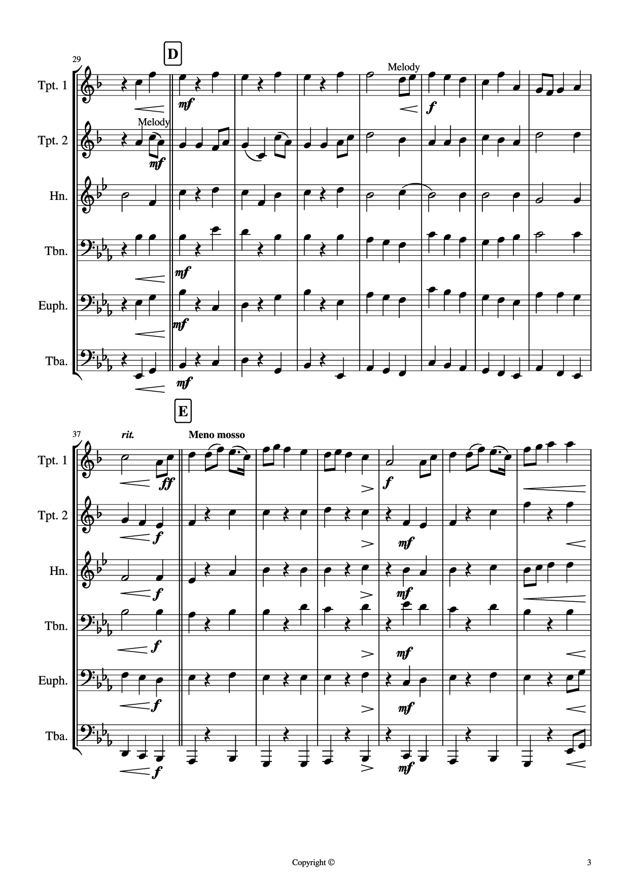 Trang 3 của Sheet nhạc PDF bài hát Jupiter - G Holst (arr. James Curnow