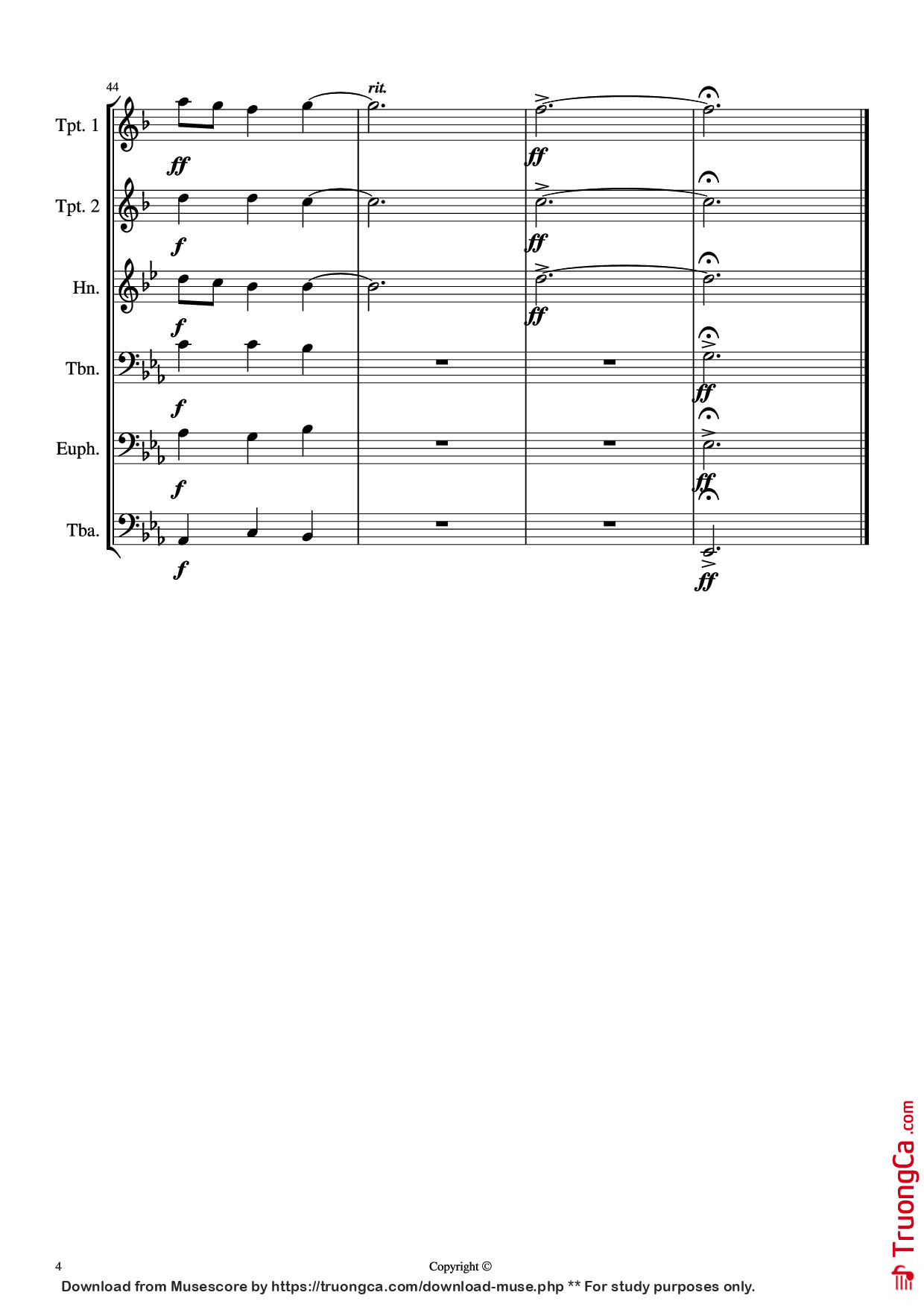 Trang 4 của Sheet nhạc PDF bài hát Jupiter - G Holst (arr. James Curnow