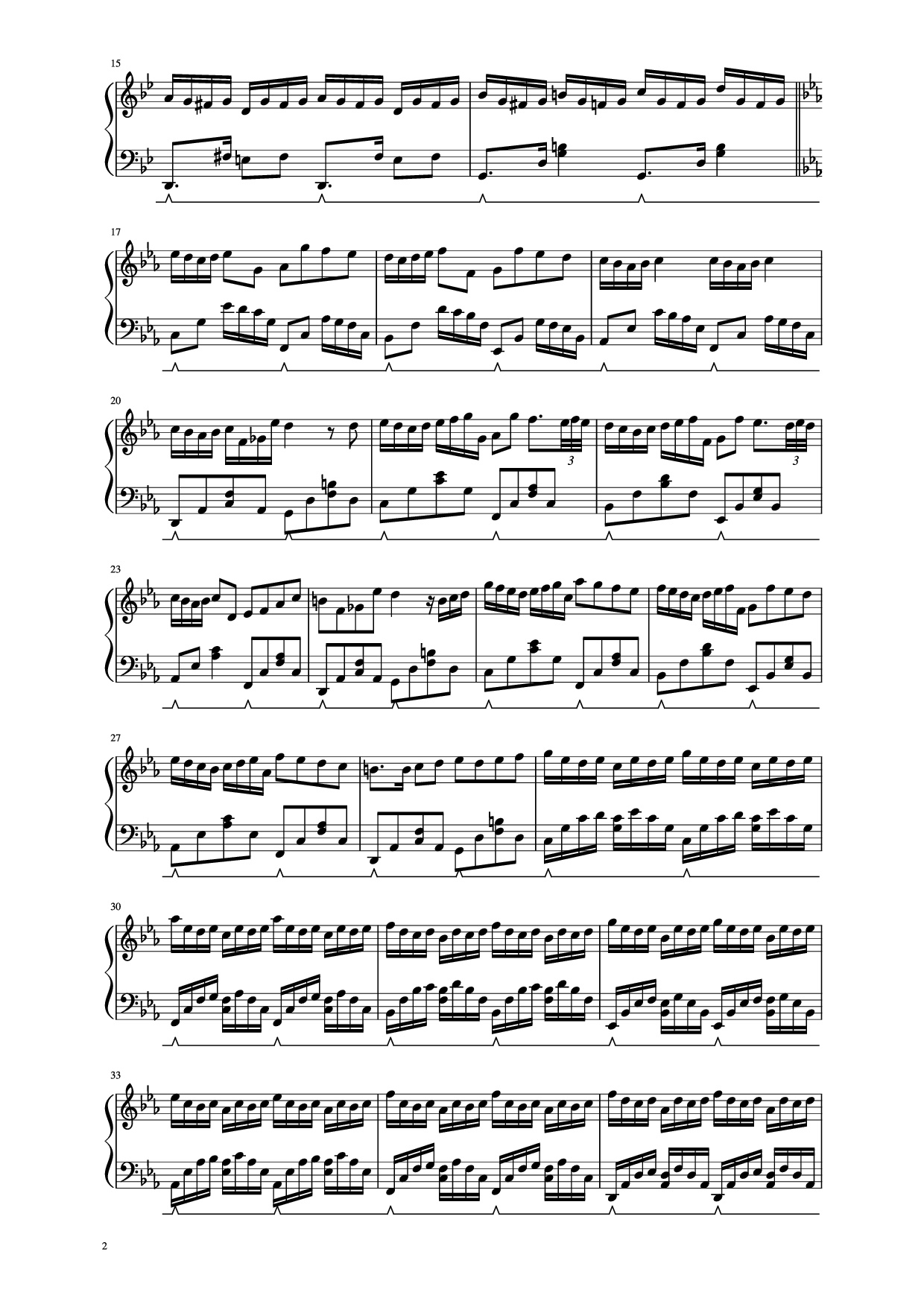 Trang 2 của Sheet nhạc PDF Piano bài hát G Minor Bach Piano - Luo Ni (bottle