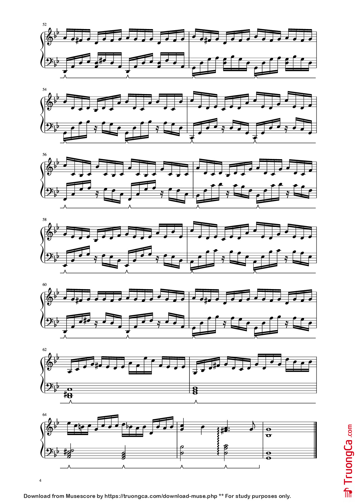 Trang 4 của Sheet nhạc PDF Piano bài hát G Minor Bach Piano - Luo Ni (bottle