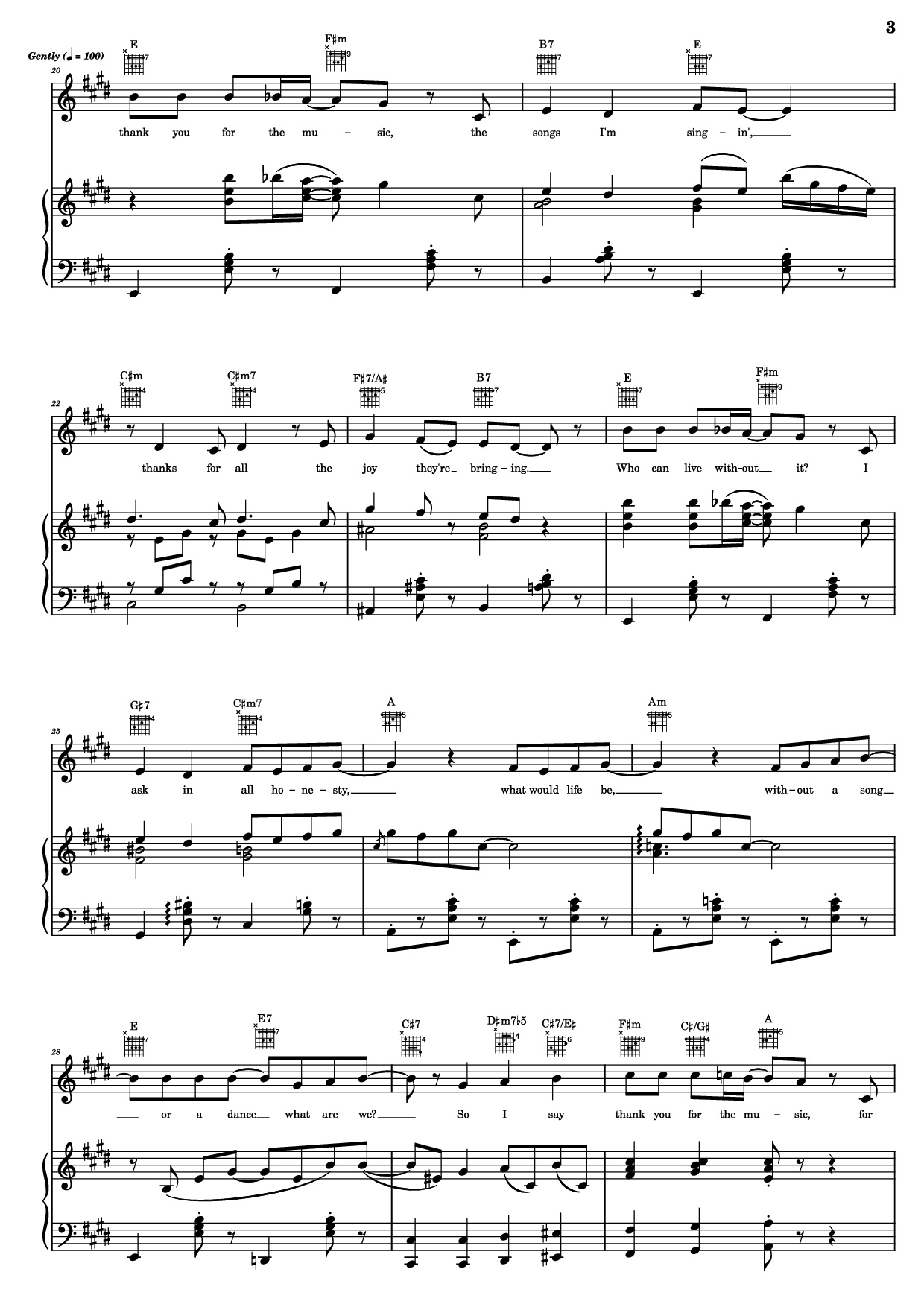 Trang 3 của Sheet nhạc PDF Piano Guitar Tab bài hát Thank You For The Music Piano - B. Andersson/B. Ulvaeus