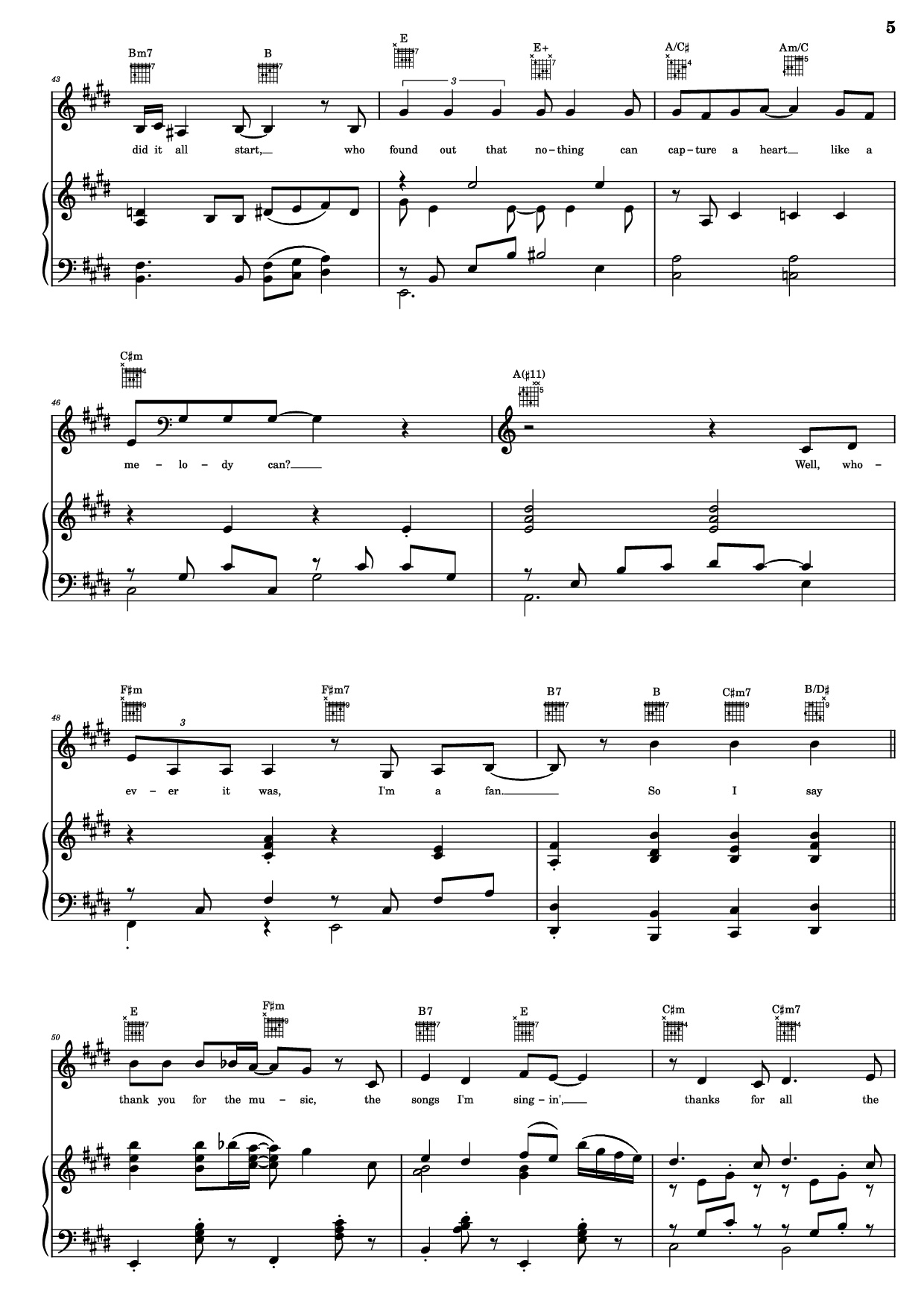 Trang 5 của Sheet nhạc PDF Piano Guitar Tab bài hát Thank You For The Music Piano - B. Andersson/B. Ulvaeus