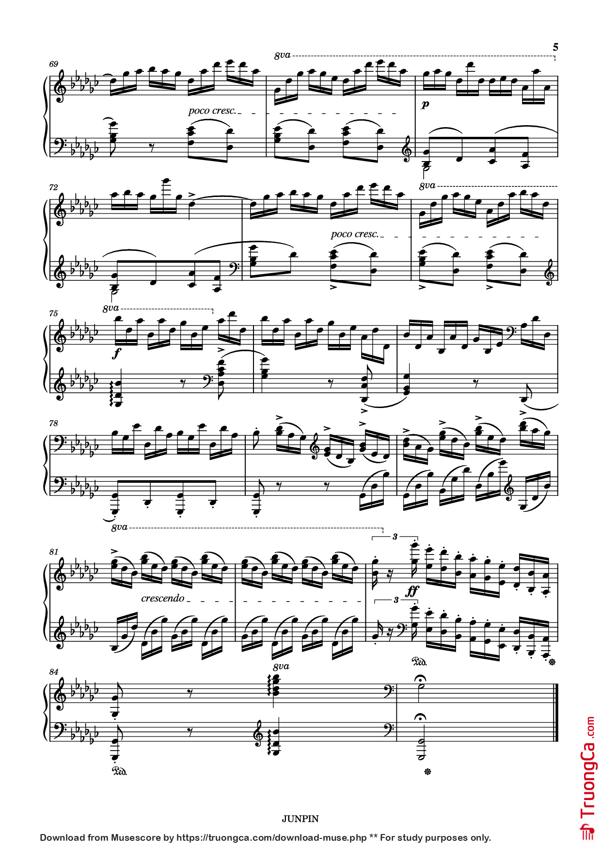 Trang 5 của Sheet nhạc PDF bài hát Etude Op.10 No.5 in Gb Major "Black keys" Piano - Chopin 