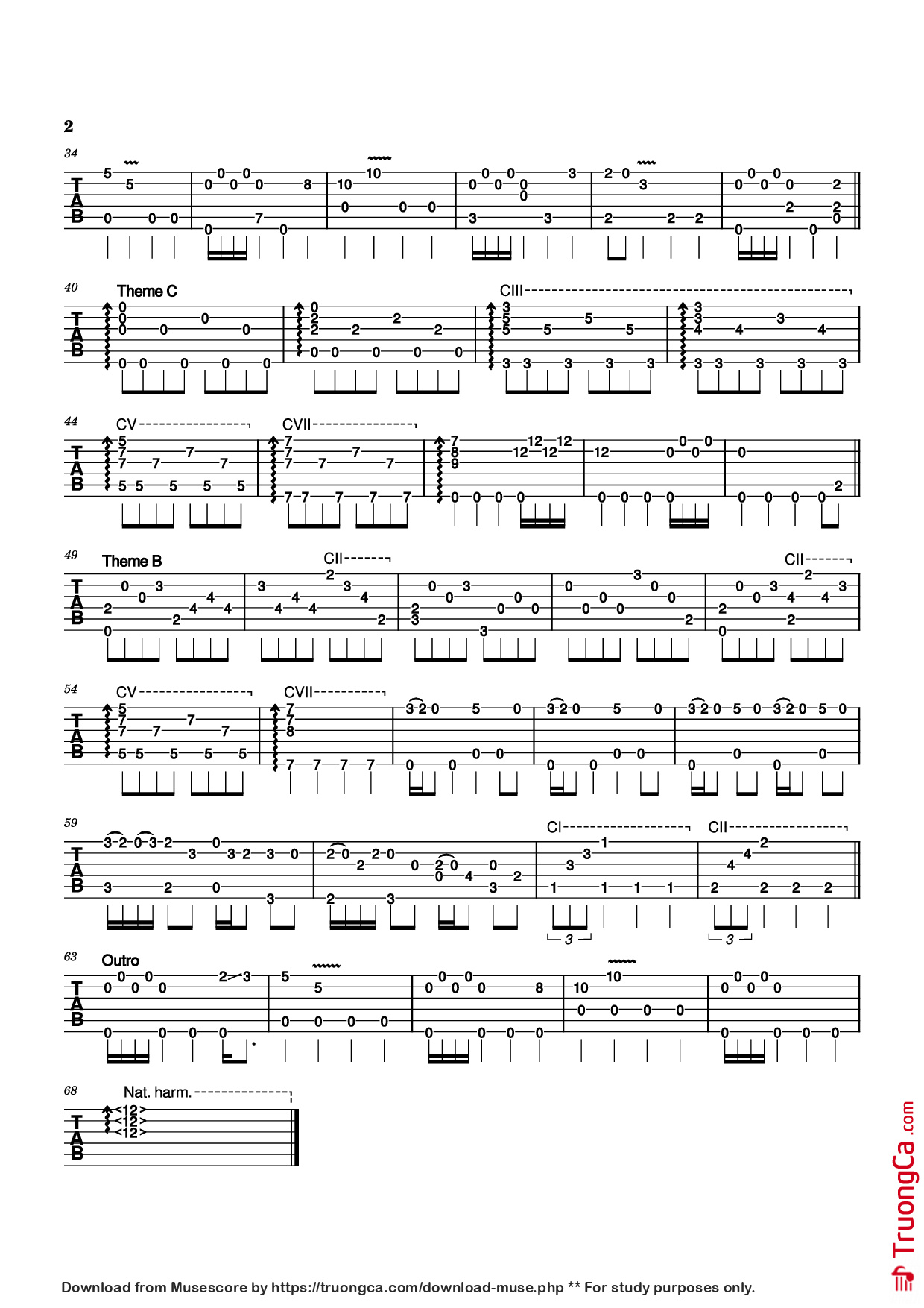 Trang 2 của Sheet nhạc PDF Guitar Tab bài hát The Good, the Bad and the Ugly Guitar TAB - Ennio Morricone