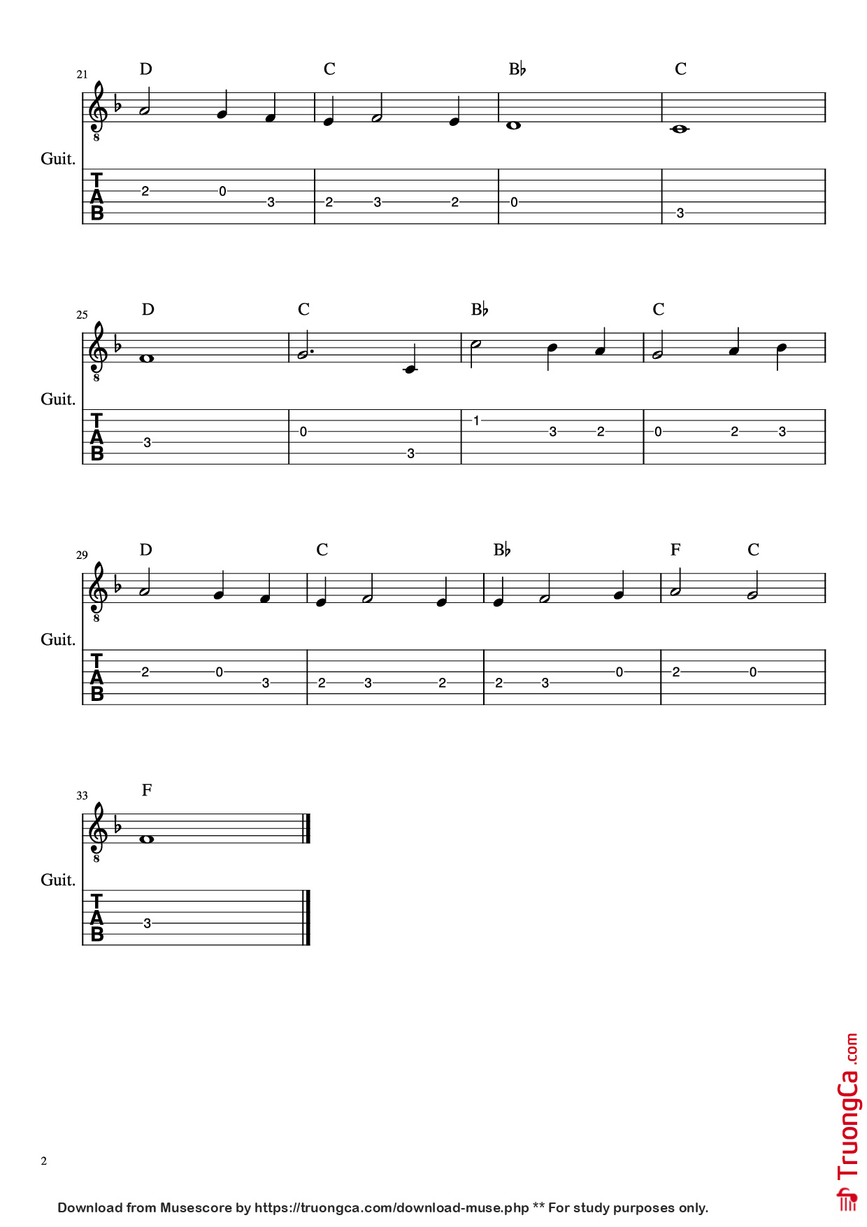 Trang 2 của Sheet nhạc PDF Guitar Tab bài hát My heart will go on – Titanic Theme Guitar TAB - Composer