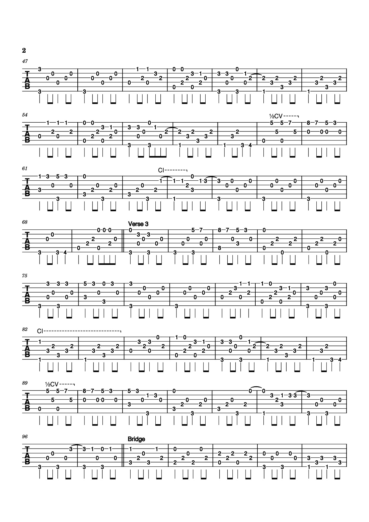 Trang 2 của Sheet nhạc PDF Guitar Tab bài hát Highwayman Guitar TAB - Jimmy Webb