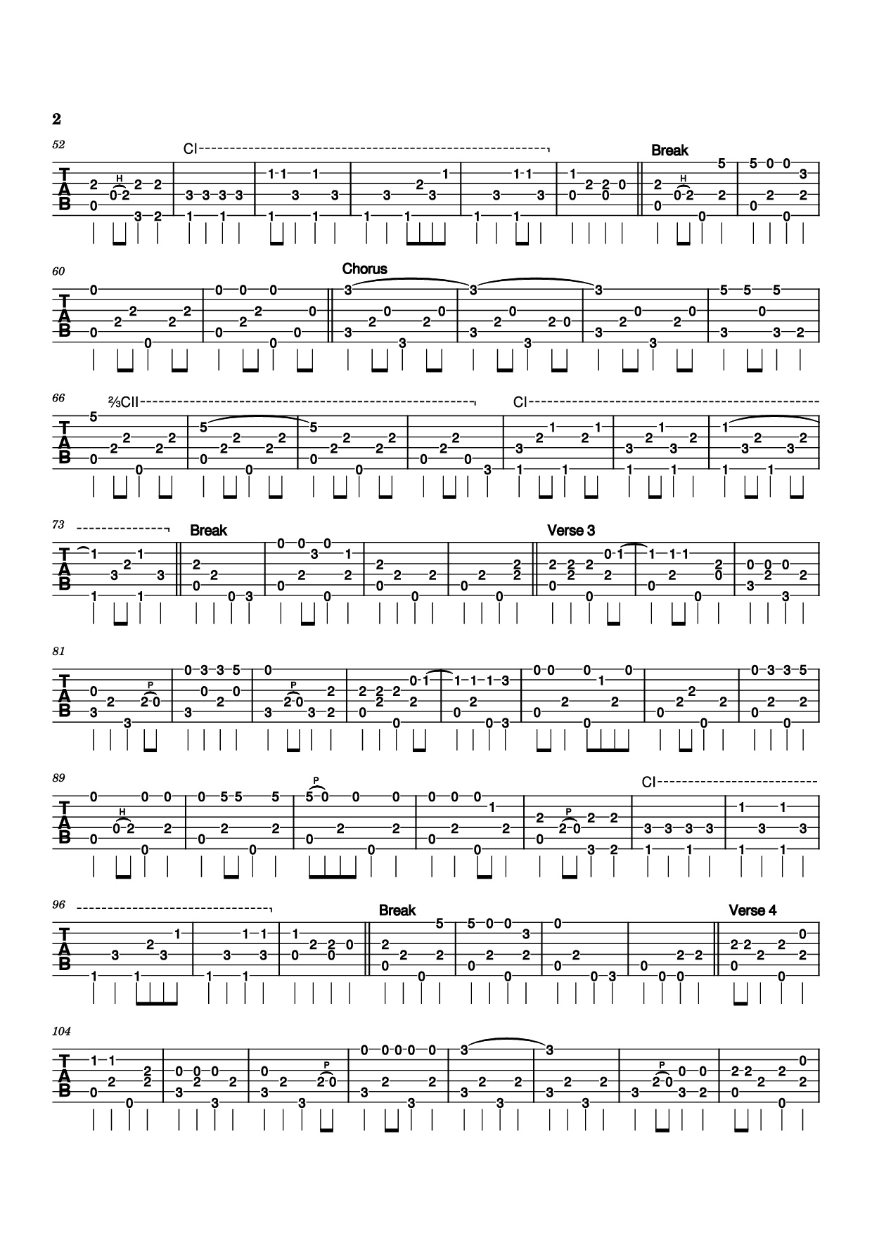 Trang 2 của Sheet nhạc PDF Guitar Tab bài hát (Ghost) Riders in the Sky Guitar TAB - Stan Jones