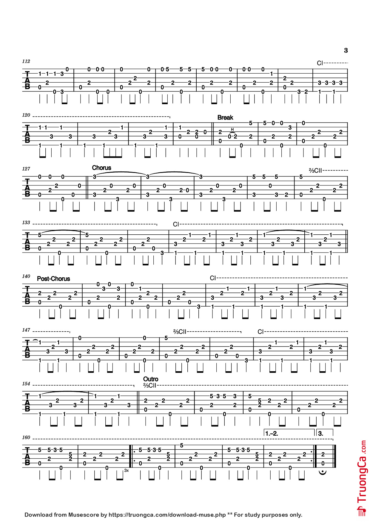 Trang 3 của Sheet nhạc PDF Guitar Tab bài hát (Ghost) Riders in the Sky Guitar TAB - Stan Jones