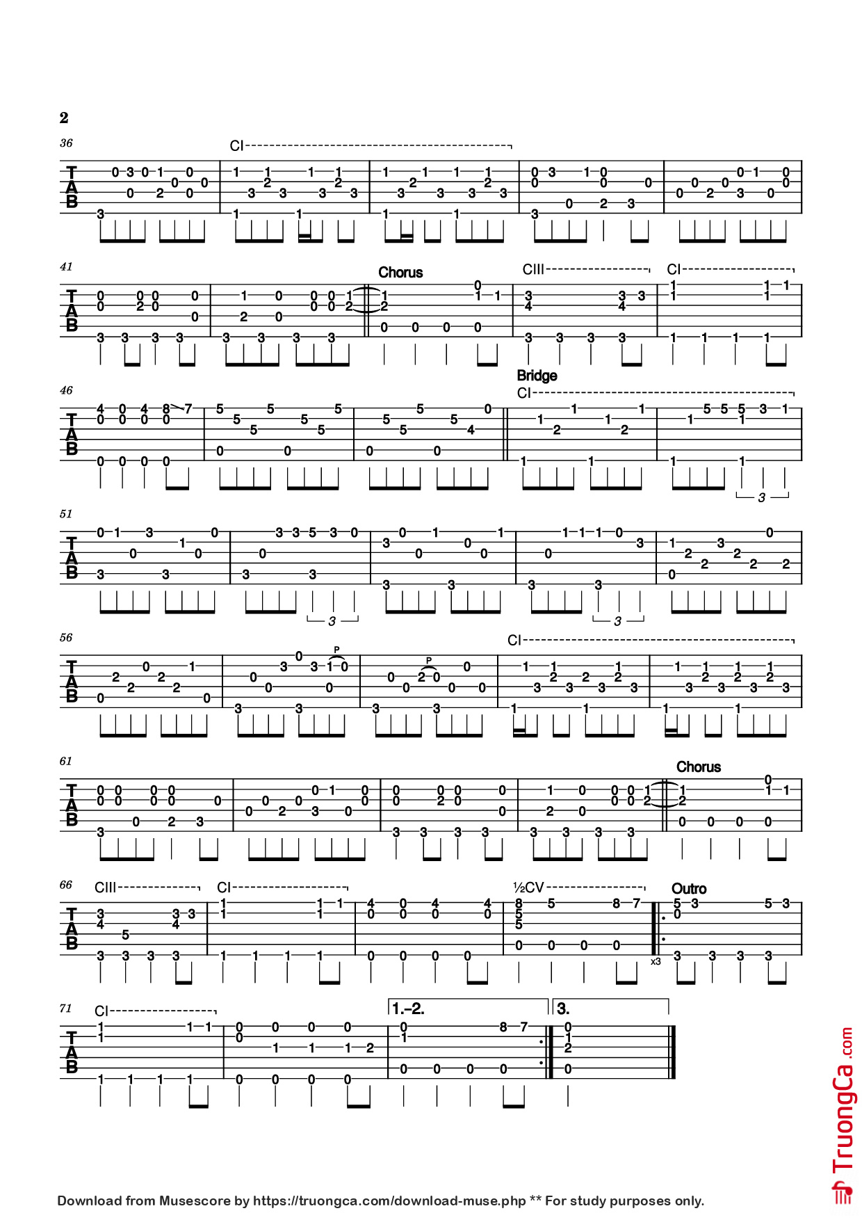 Trang 2 của Sheet nhạc PDF Guitar Tab bài hát A Hazy Shade of Winter Guitar TAB - Paul Simon