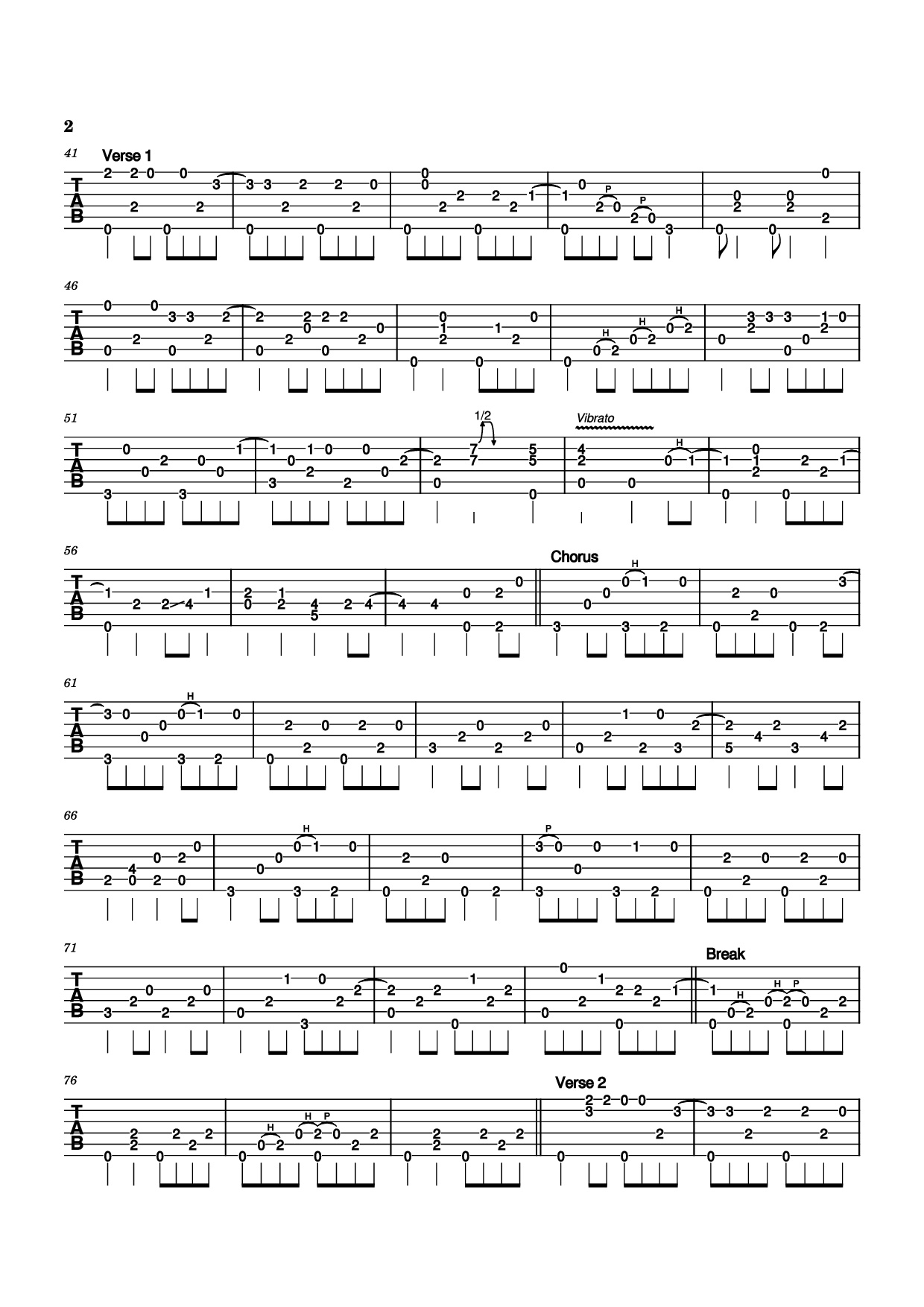 Trang 2 của Sheet nhạc PDF bài hát Mrs. Robinson Guitar TAB - Paul Simon