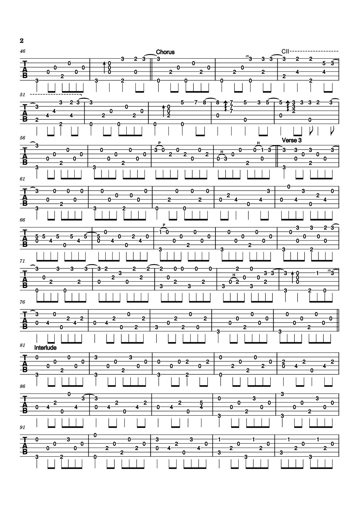 Trang 2 của Sheet nhạc PDF Guitar Tab bài hát The Boxer Guitar TAB - Paul Simon