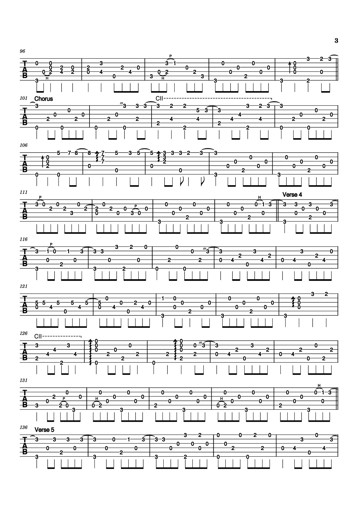 Trang 3 của Sheet nhạc PDF Guitar Tab bài hát The Boxer Guitar TAB - Paul Simon