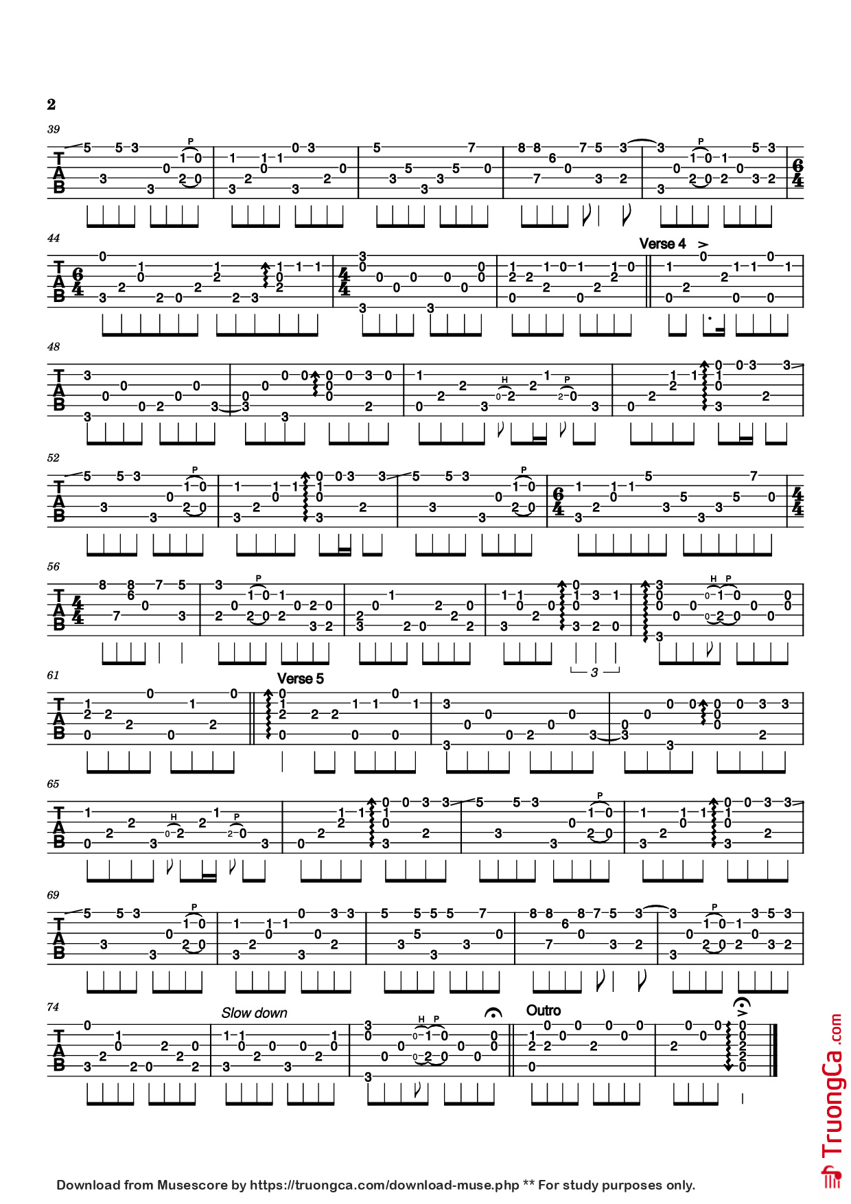 Trang 2 của Sheet nhạc PDF Guitar Tab bài hát The Sound of Silence Guitar TAB - Paul Simon