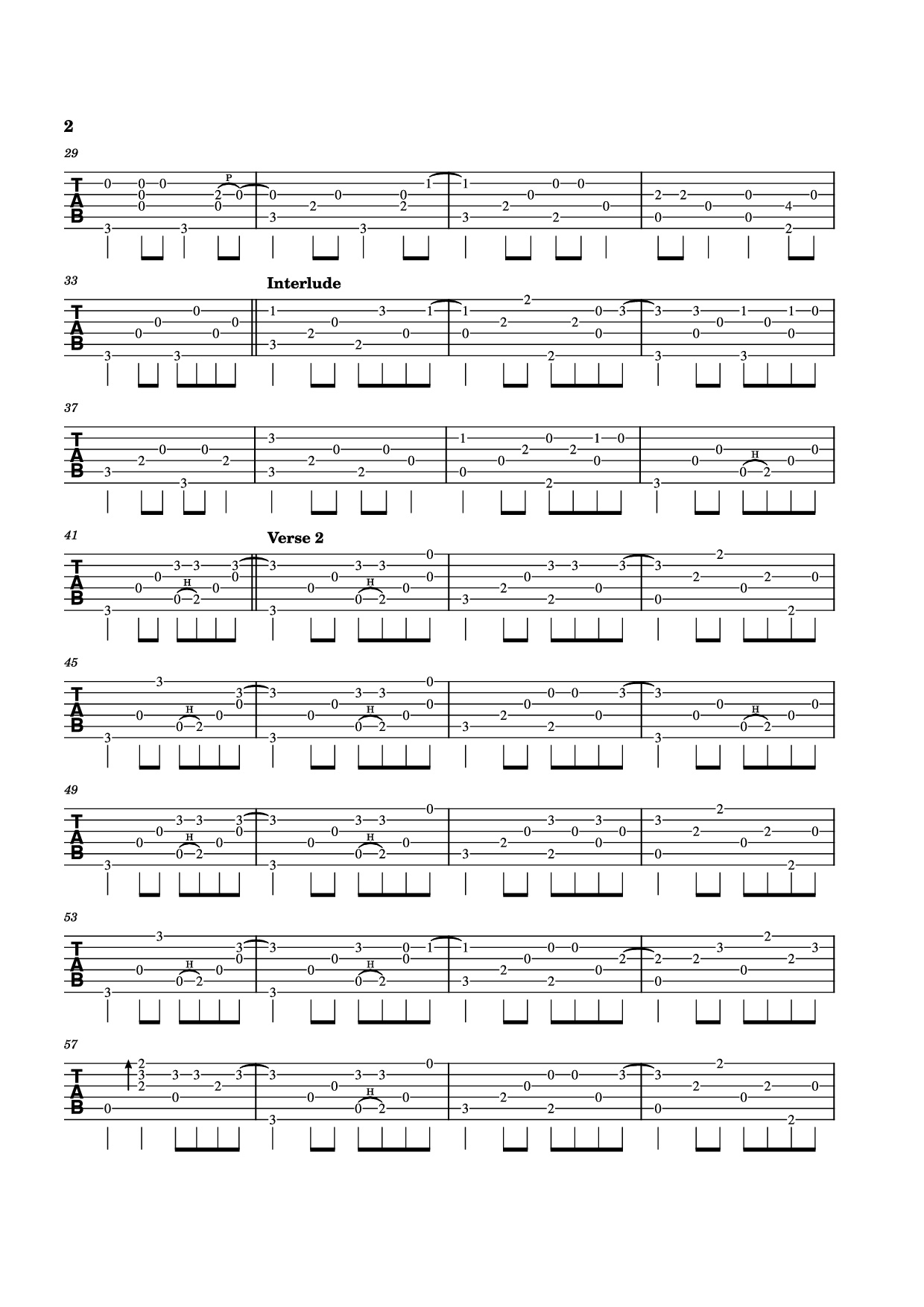 Trang 2 của Sheet nhạc PDF Guitar Tab bài hát Blowin