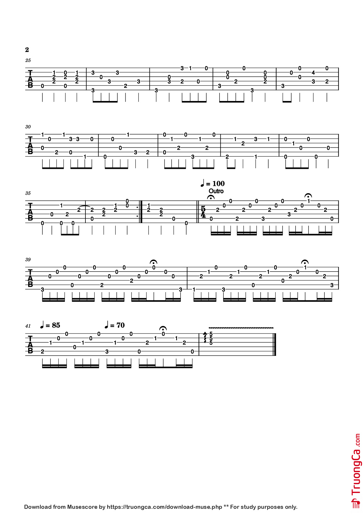 Trang 2 của Sheet nhạc PDF Guitar Tab bài hát Autumn Leaves Guitar TAB - Joseph Kosma
