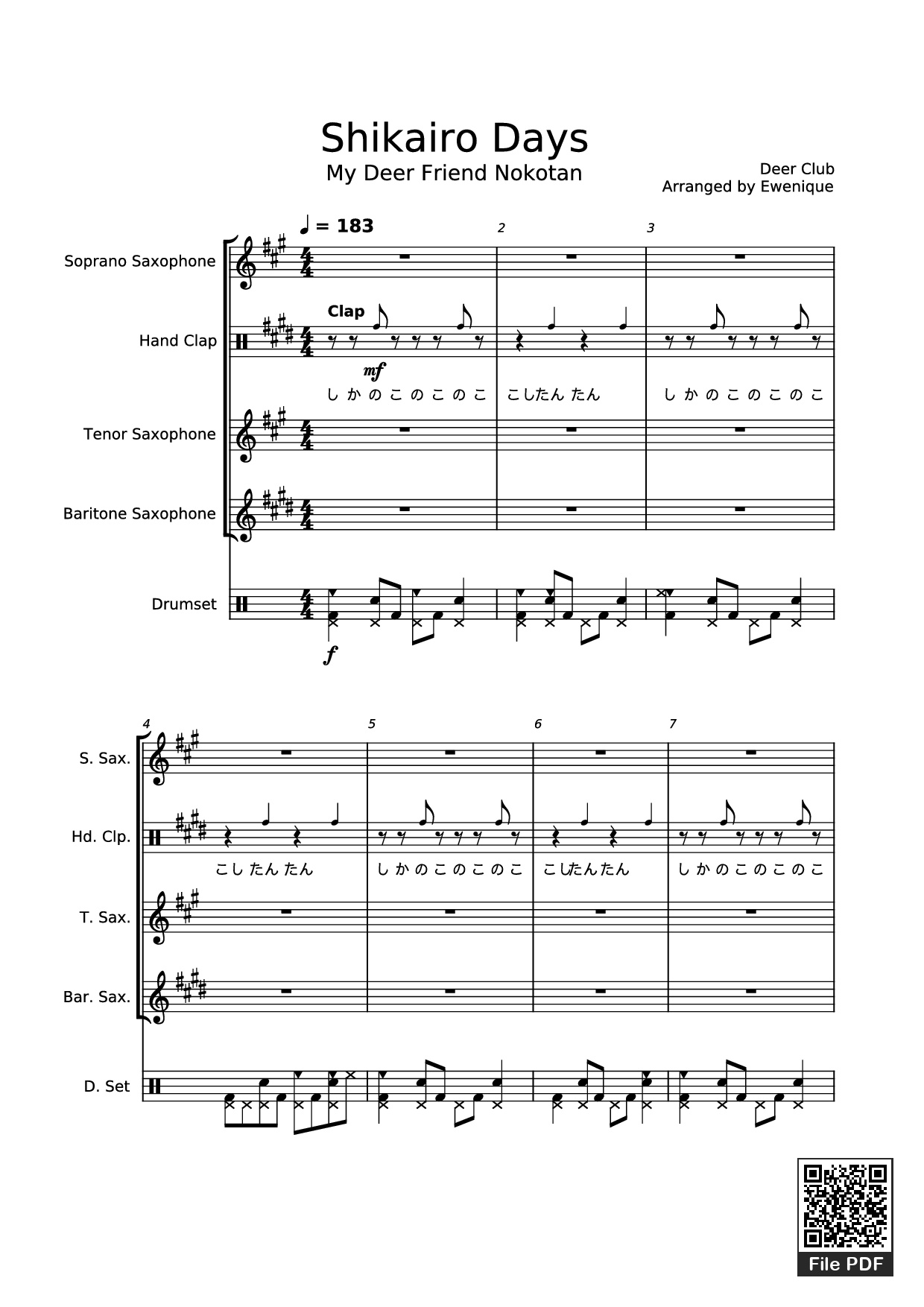 Sheet nhạc PDF bài Shikairo Days Piano