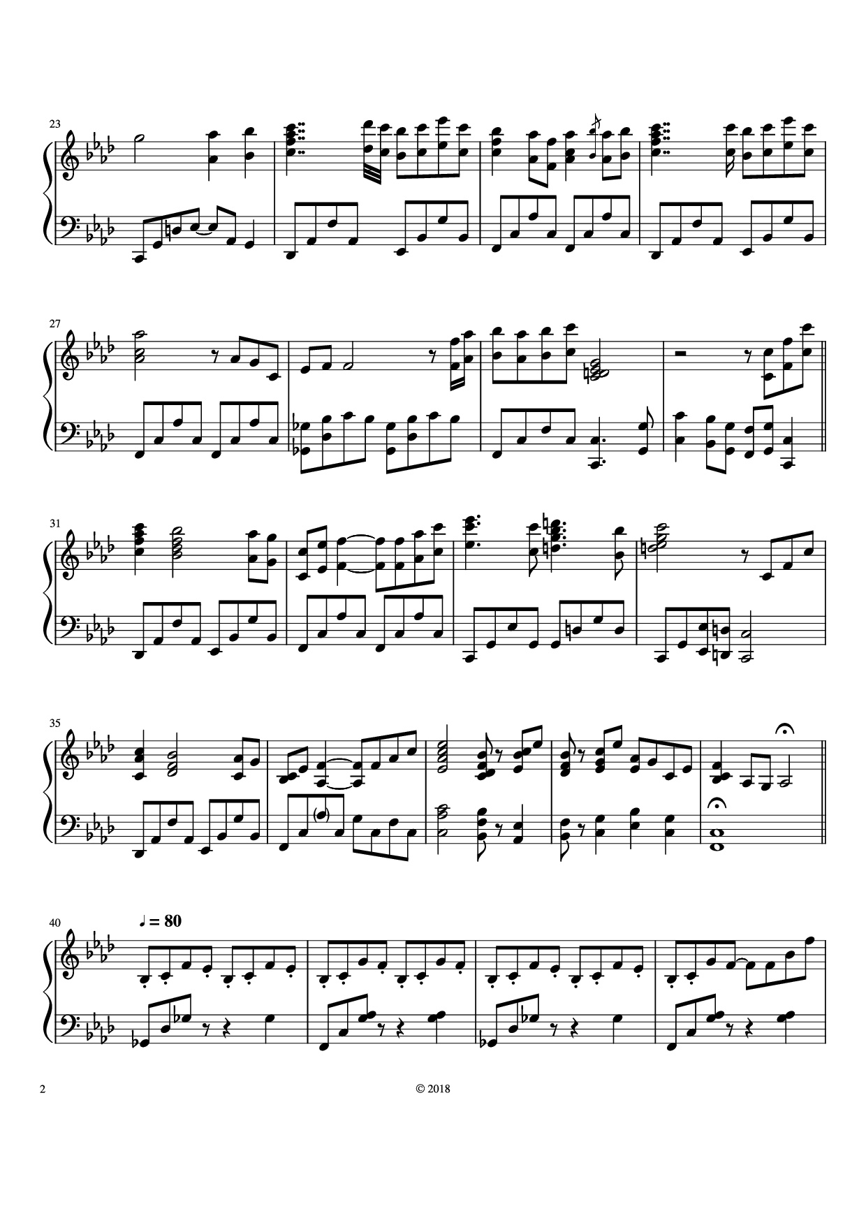 Trang 2 của Sheet nhạc PDF Piano bài hát The Legend of Ashitaka Piano - Joe Hisaishi Arr. by Parker Winters