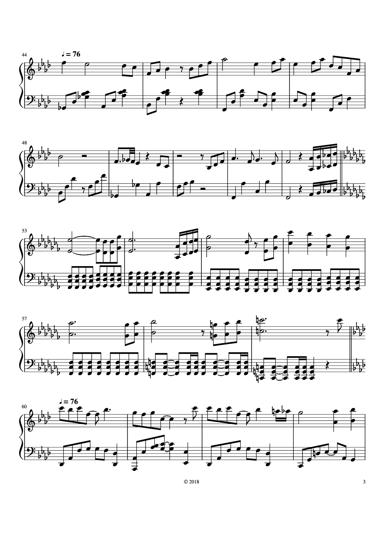 Trang 3 của Sheet nhạc PDF Piano bài hát The Legend of Ashitaka Piano - Joe Hisaishi Arr. by Parker Winters