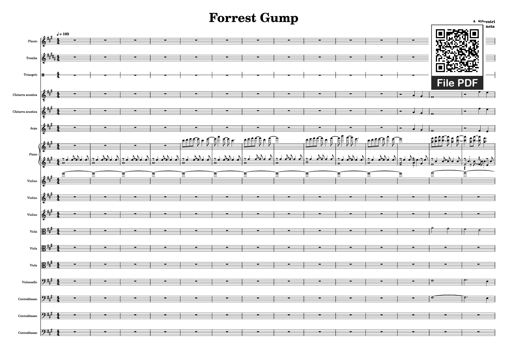Sheet nhạc PDF bài Forrest Gump Piano