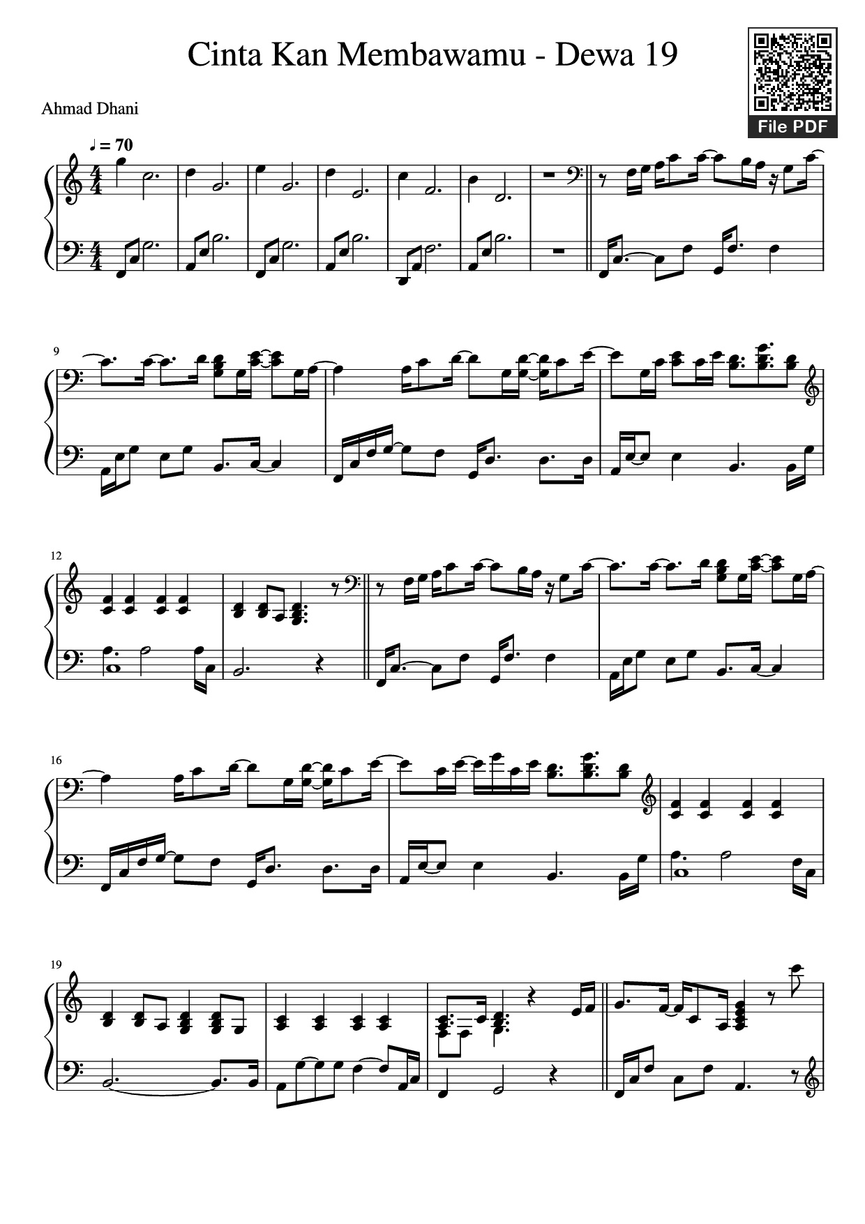 Trang 1 của Sheet nhạc PDF Piano bài hát Cinta Kan Membawamu - Dewa 19 Piano - Dewa 19