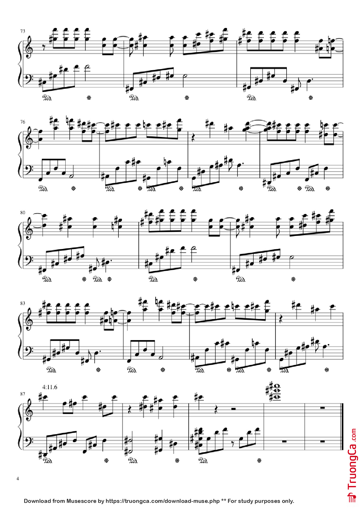 Trang 4 của Sheet nhạc PDF Piano bài hát Nothing