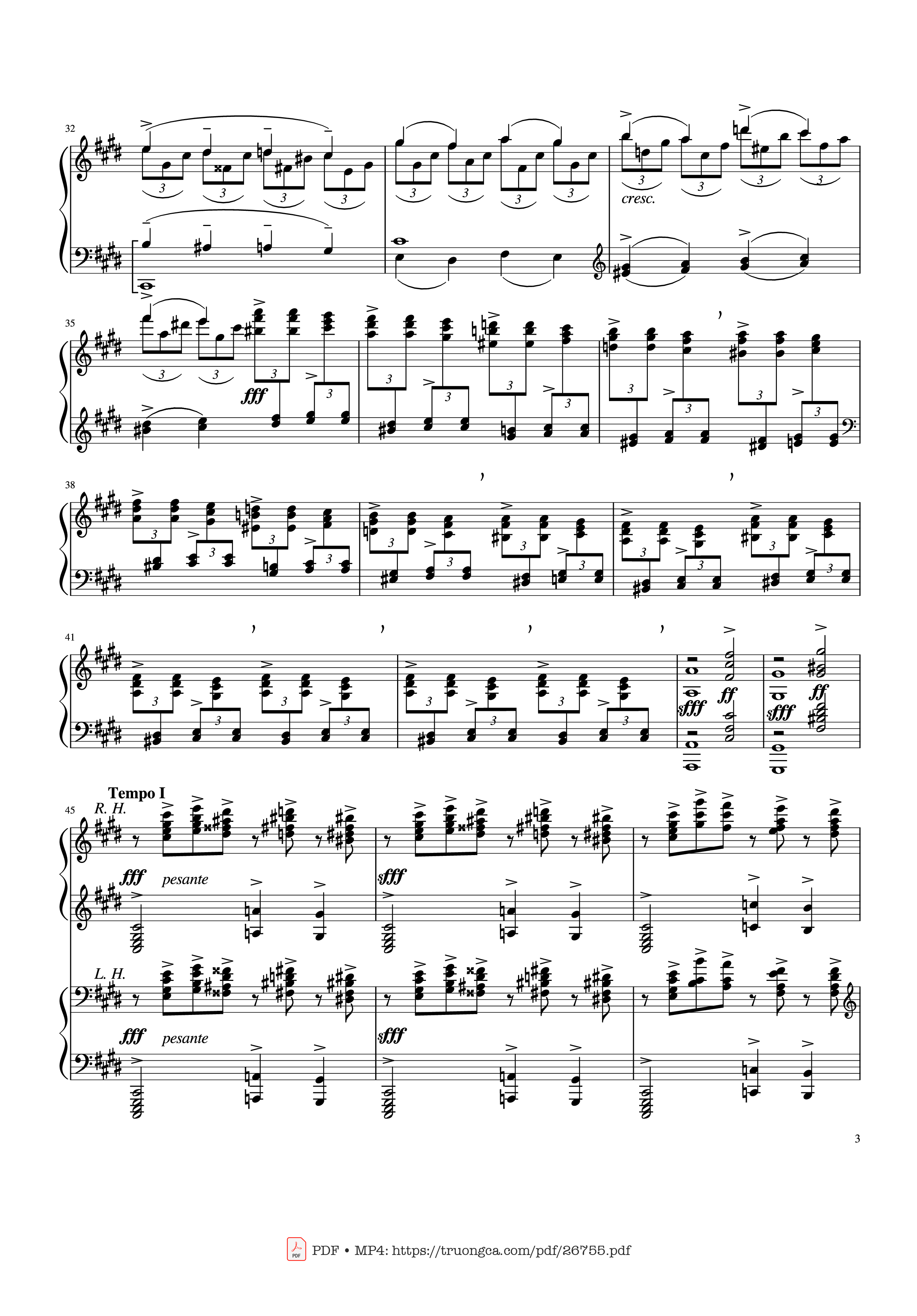 Trang 3 của Sheet nhạc PDF bài hát Prelude in C♯ minor, Op. 3 No. 2 - Rachmaninov - Sergei Rachmaninov