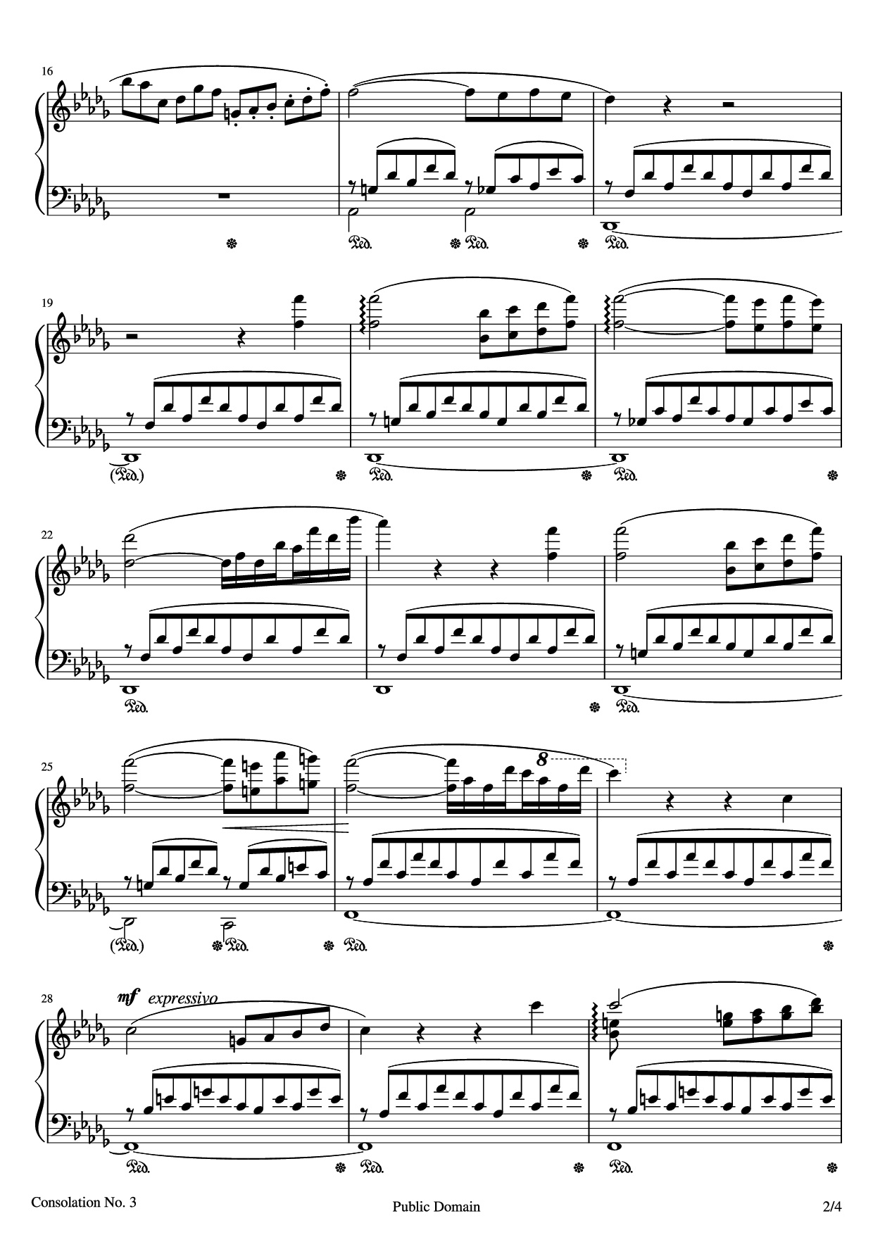 Trang 2 của Sheet nhạc PDF bài hát Consolations Piano - Franz Liszt