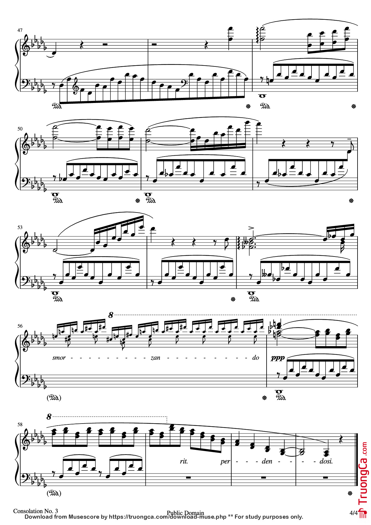 Trang 4 của Sheet nhạc PDF bài hát Consolations Piano - Franz Liszt