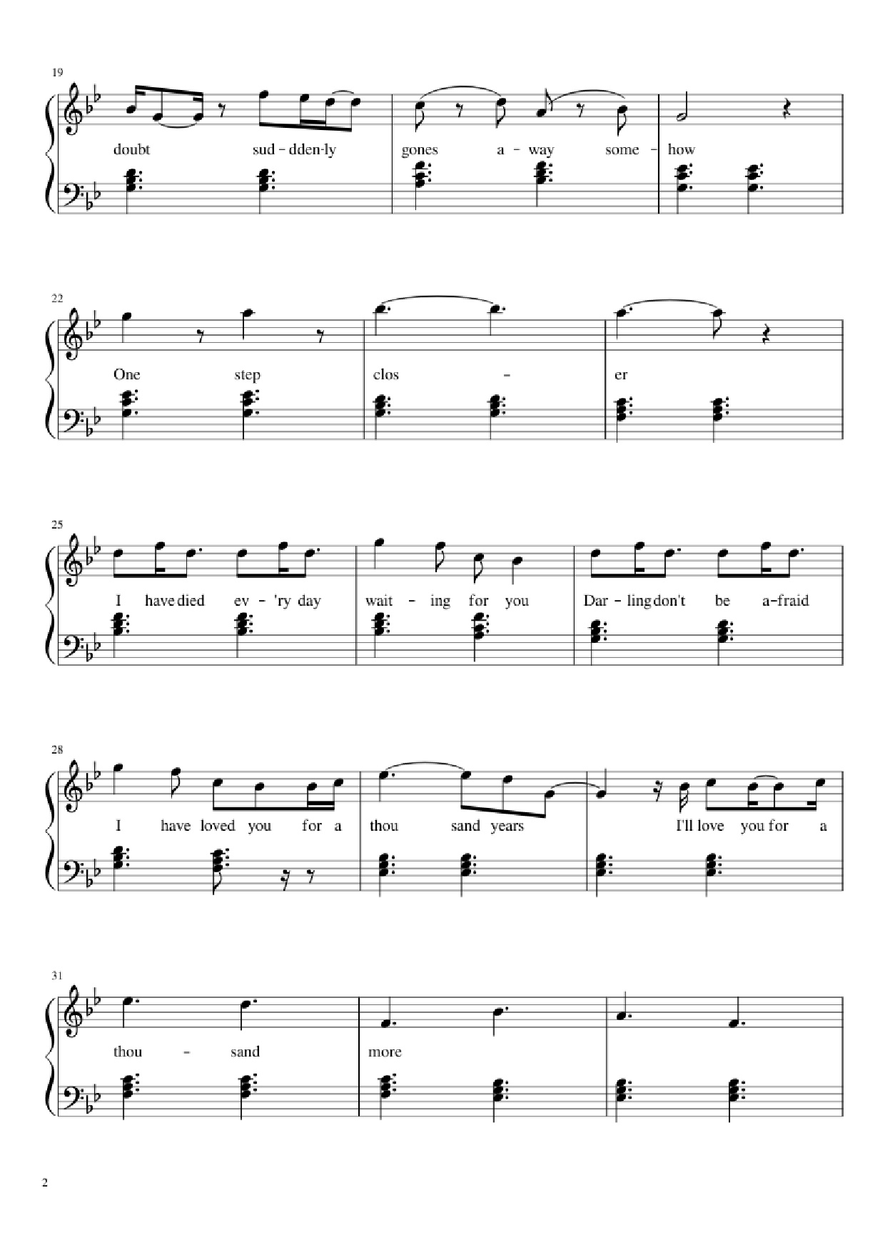 Trang 2 của Sheet nhạc PDF Piano bài hát A Thousand Years Piano - Christiana Perri