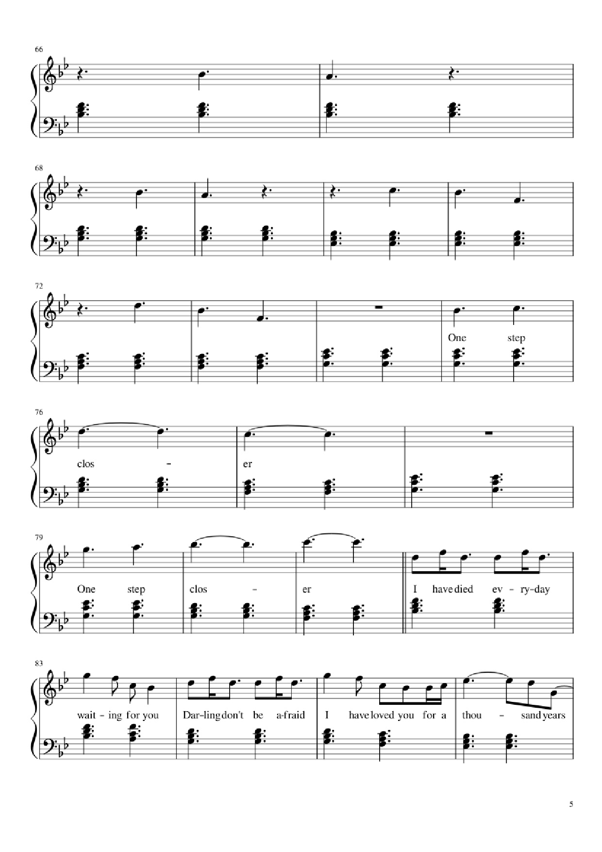 Trang 5 của Sheet nhạc PDF Piano bài hát A Thousand Years Piano - Christiana Perri
